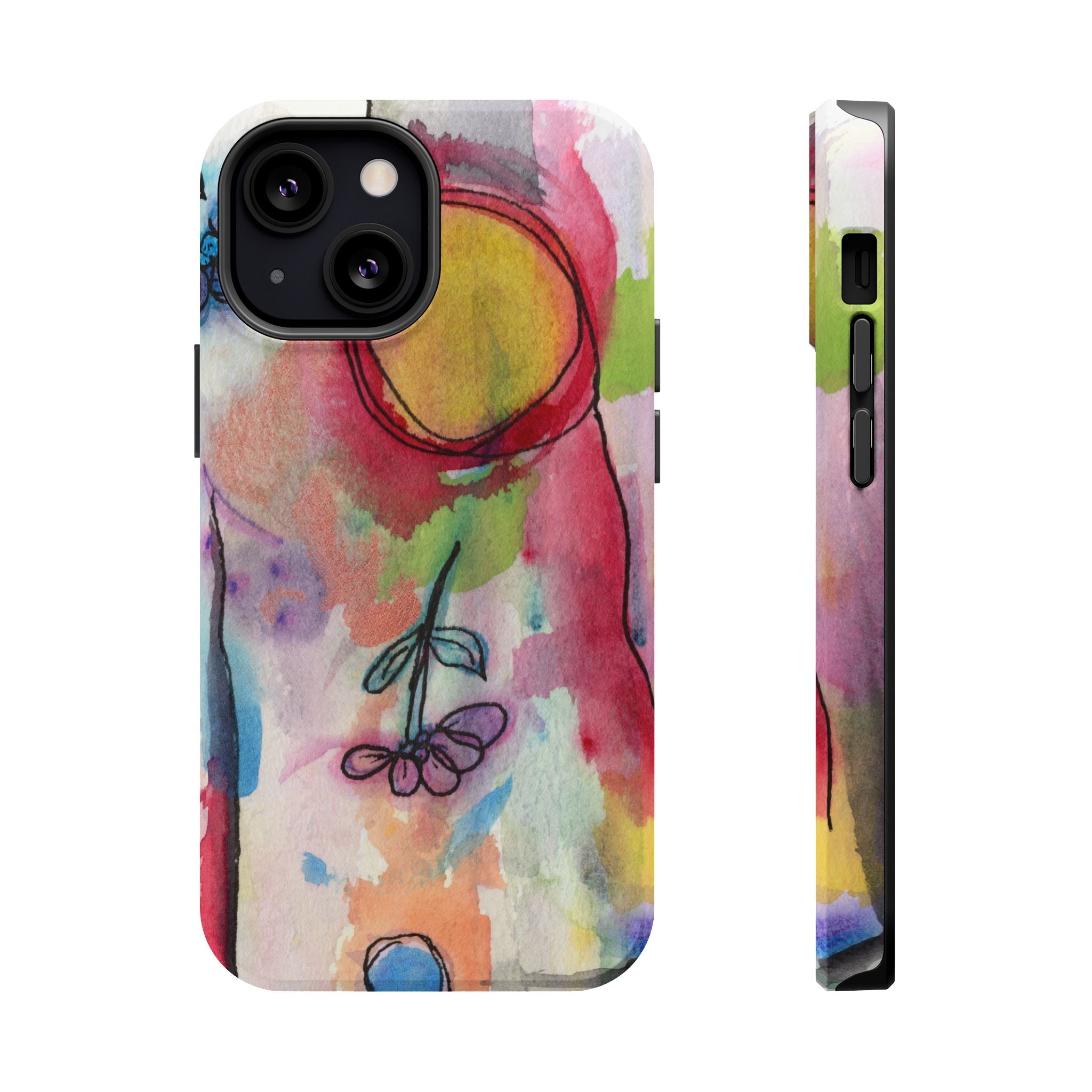 Artistic Magnetic Tough Case for Phone - Colorful Abstract Floral Design