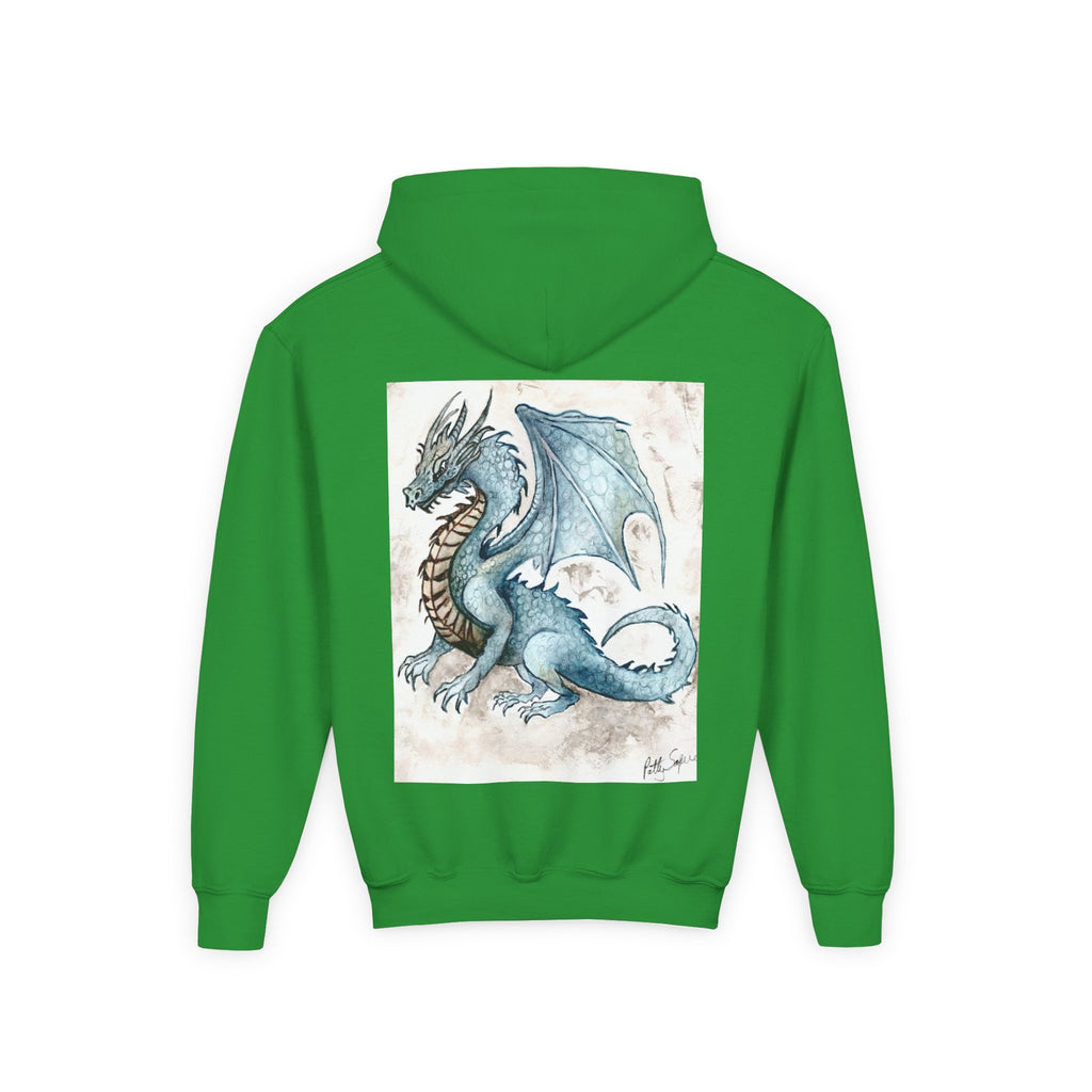 Blue Dragon Youth Hooded Sweatshirt – Fantasy Watercolor Art