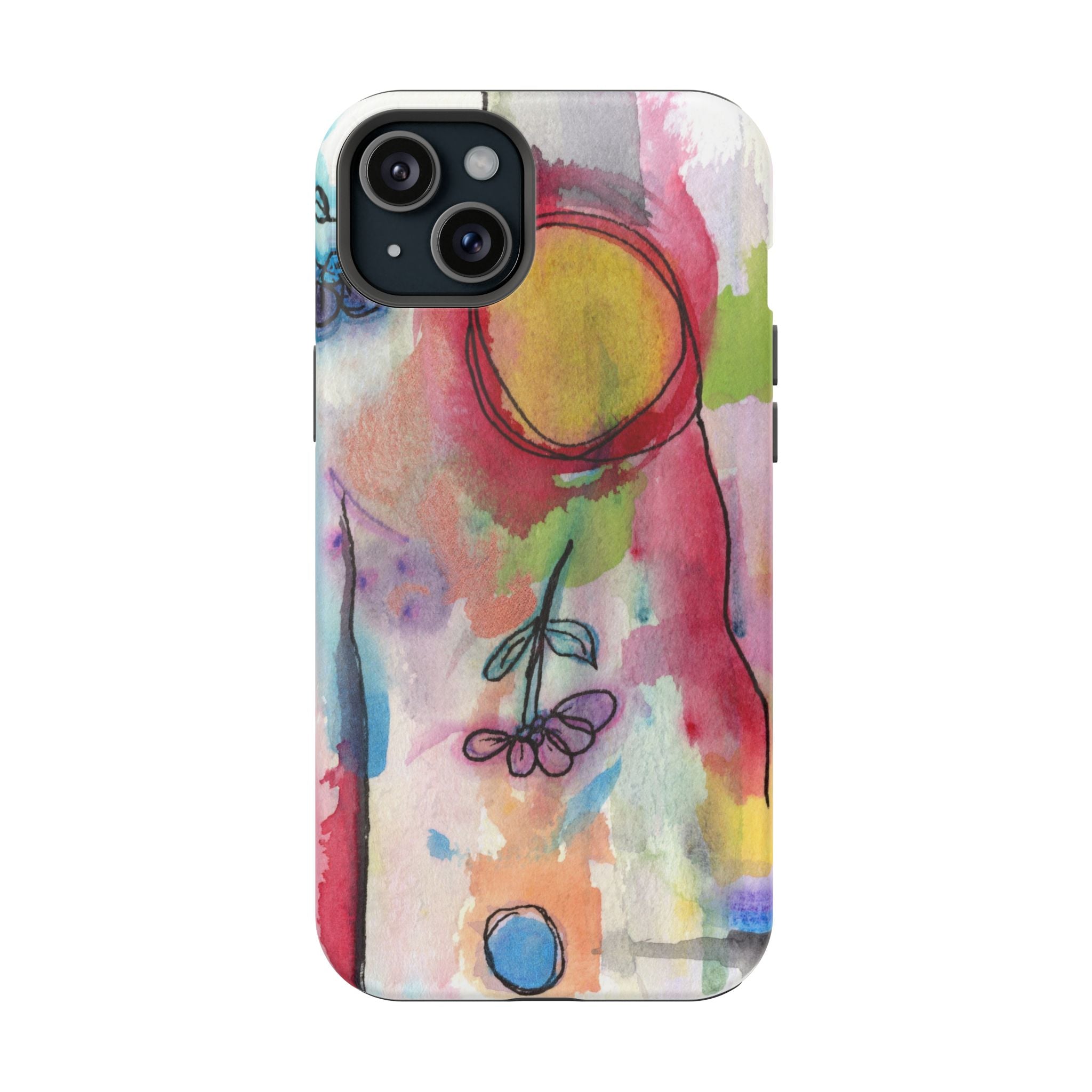 Artistic Magnetic Tough Case for Phone - Colorful Abstract Floral Design