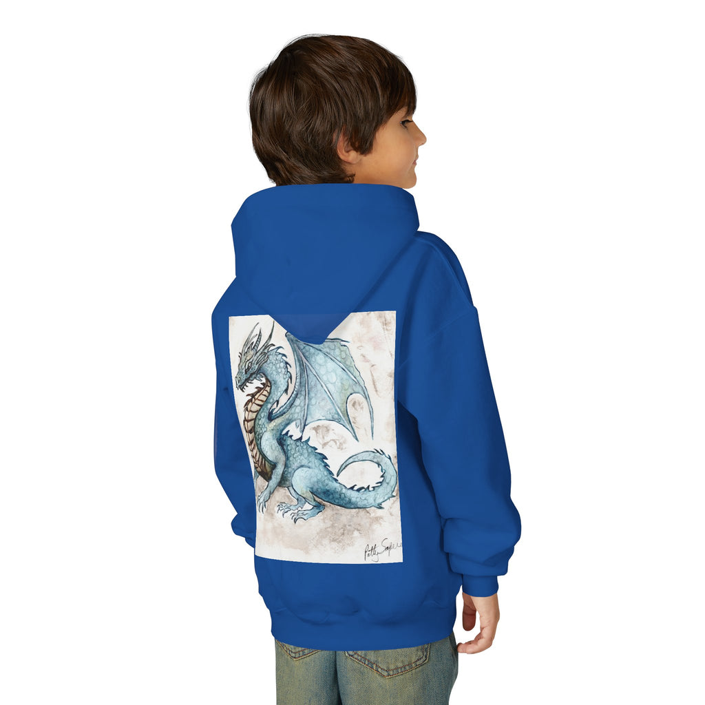 Blue Dragon Youth Hooded Sweatshirt – Fantasy Watercolor Art