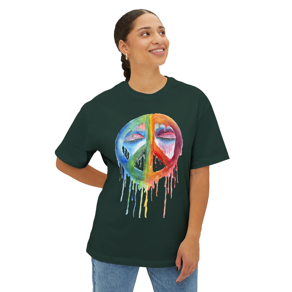 Peace Sign Watercolor Drip Tee — Rainbow Hippie Graphic T-Shirt