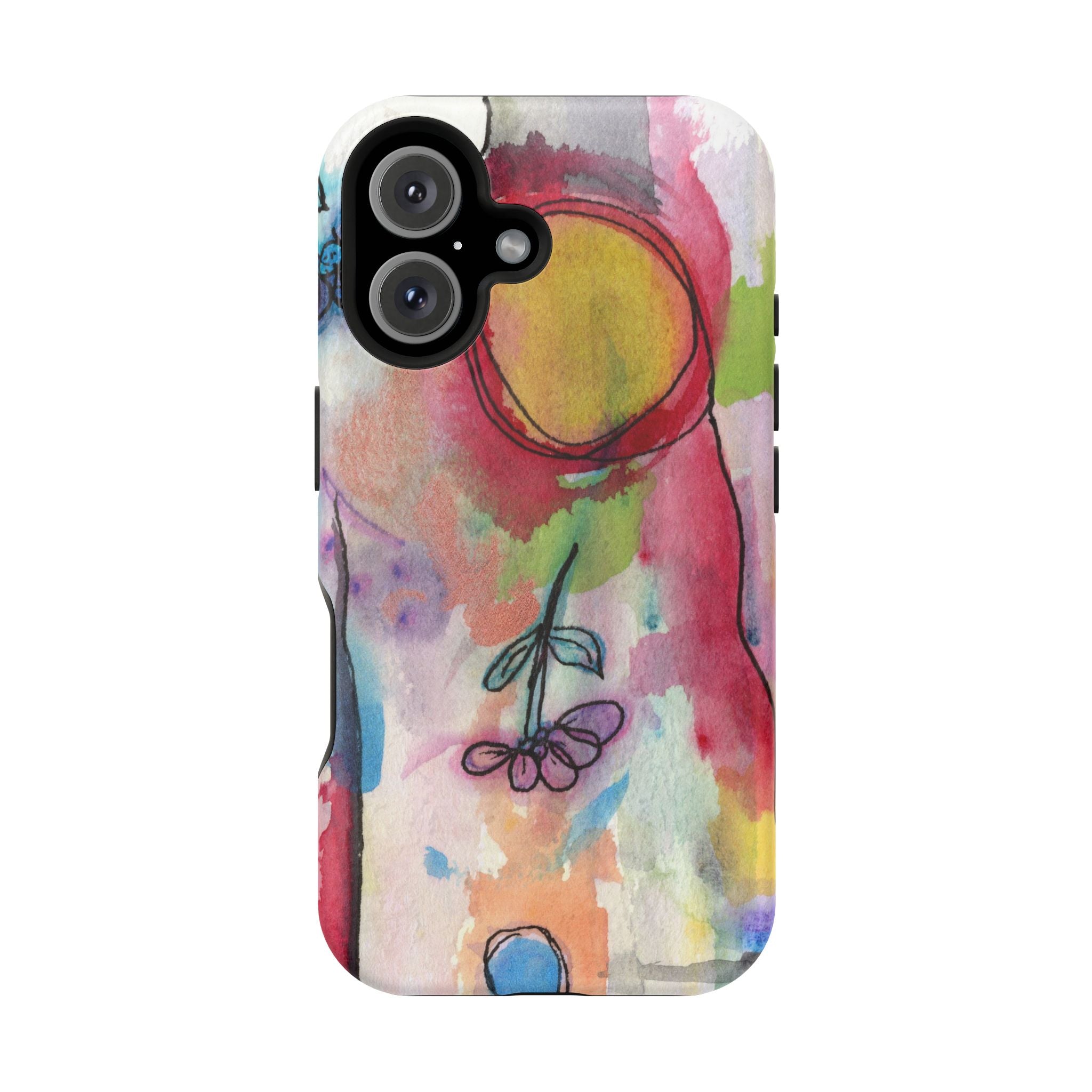 Artistic Magnetic Tough Case for Phone - Colorful Abstract Floral Design