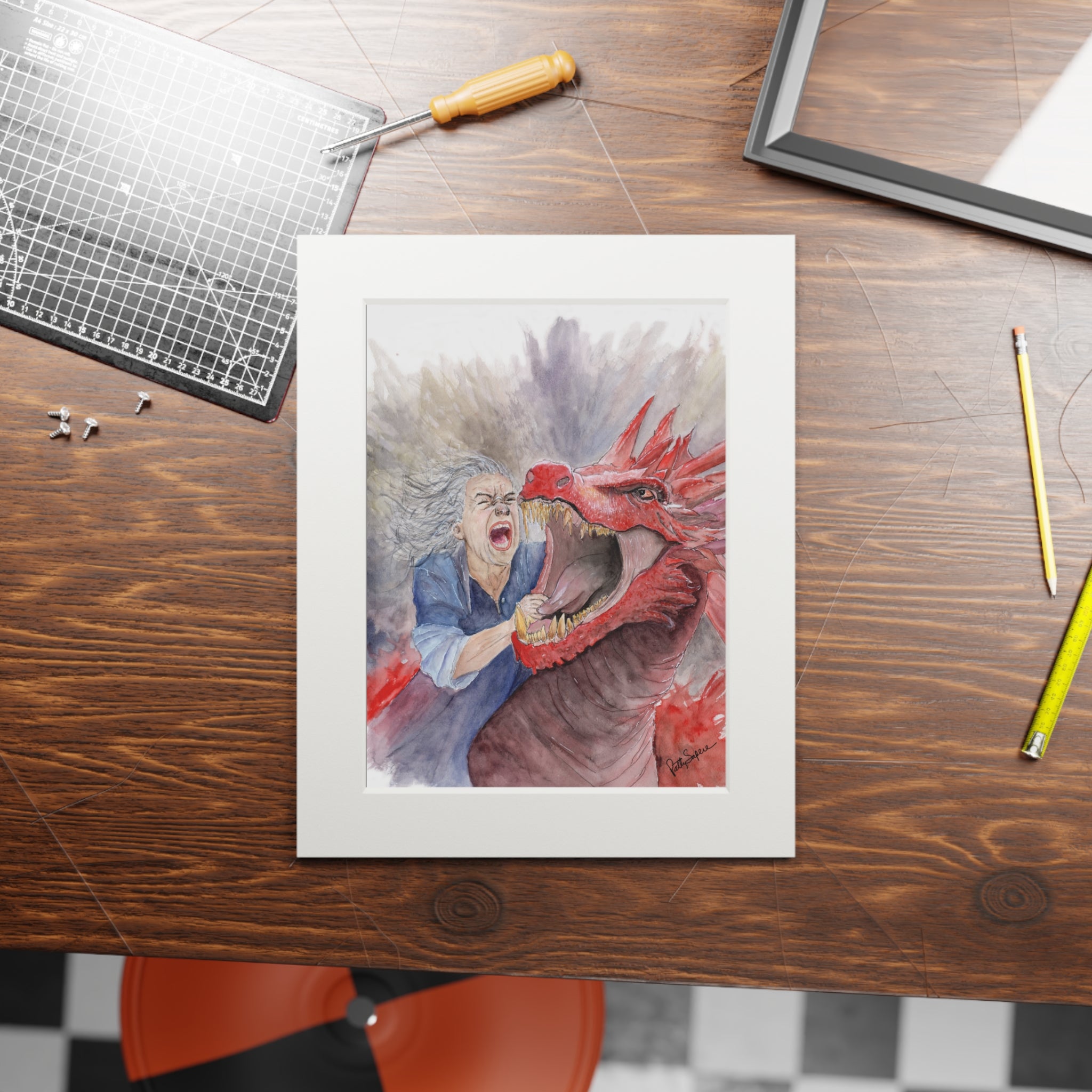 Dramatic Dragon Battle Art Print - Framed Fine Art Decor