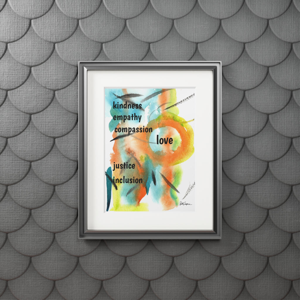 Fine Art Print — "Kindness Empathy Compassion Love" Abstract Passepartout