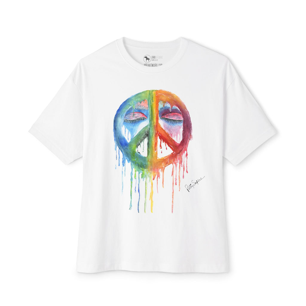 Peace Sign Watercolor Drip Tee — Rainbow Hippie Graphic T-Shirt