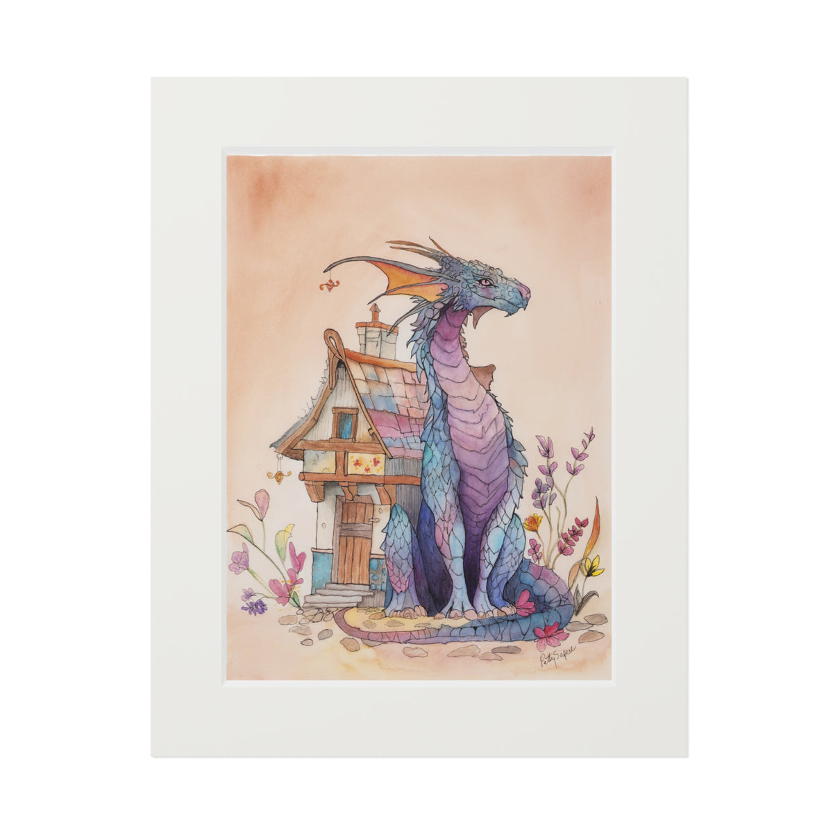 Dragon Cottage Fine Art Print with Passepartout Frame