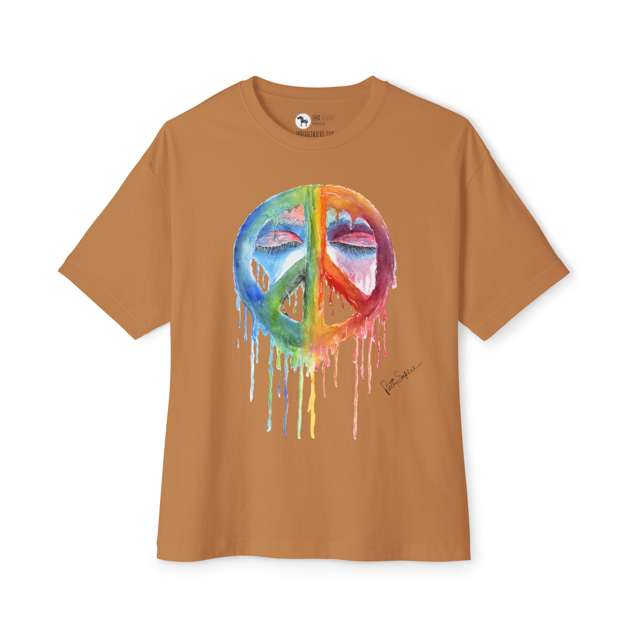 Peace Sign Watercolor Drip Tee — Rainbow Hippie Graphic T-Shirt