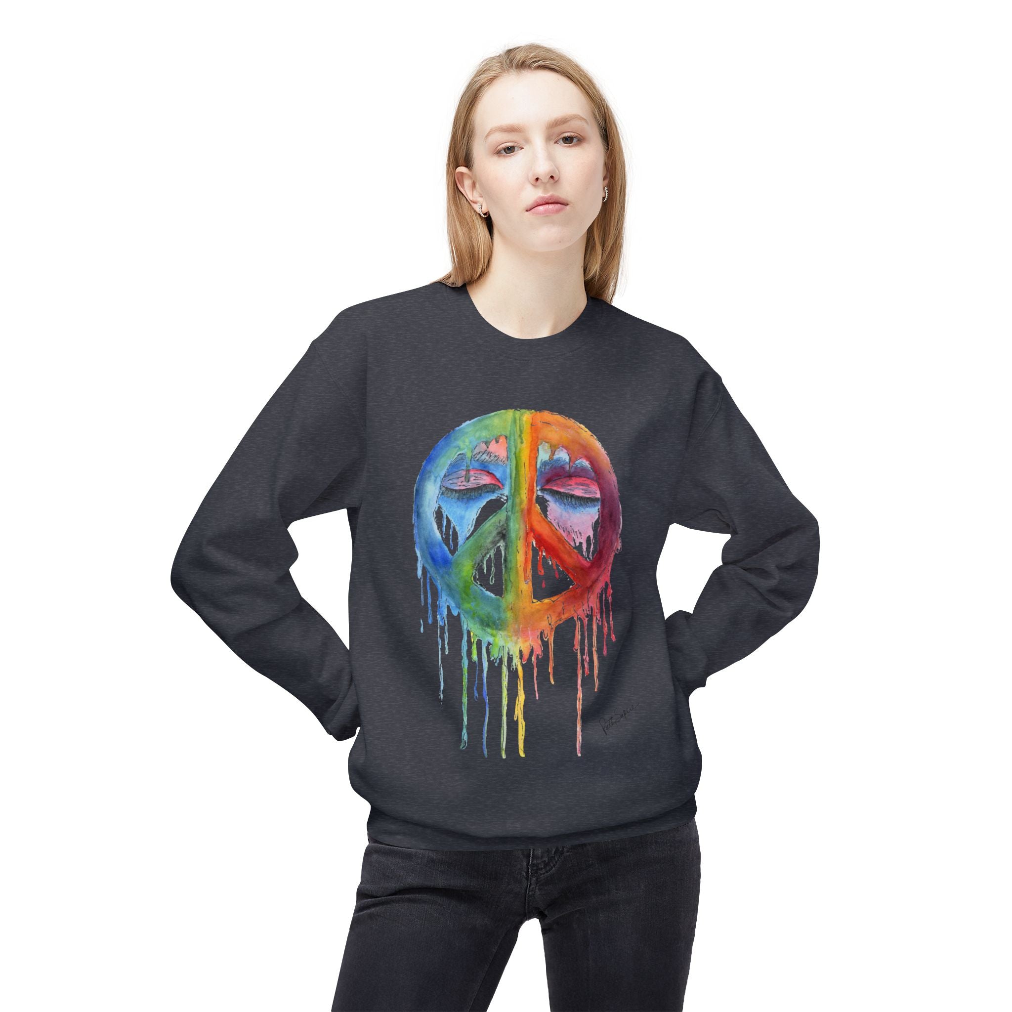 Peace Sign Watercolor Crewneck Sweatshirt