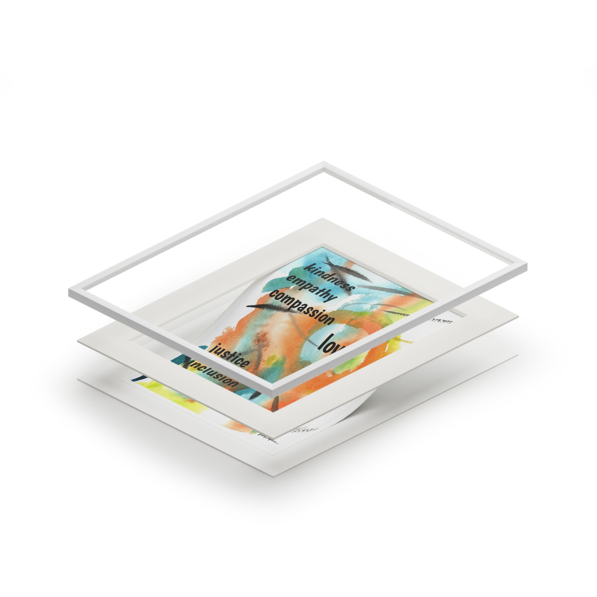 Fine Art Print — "Kindness Empathy Compassion Love" Abstract Passepartout