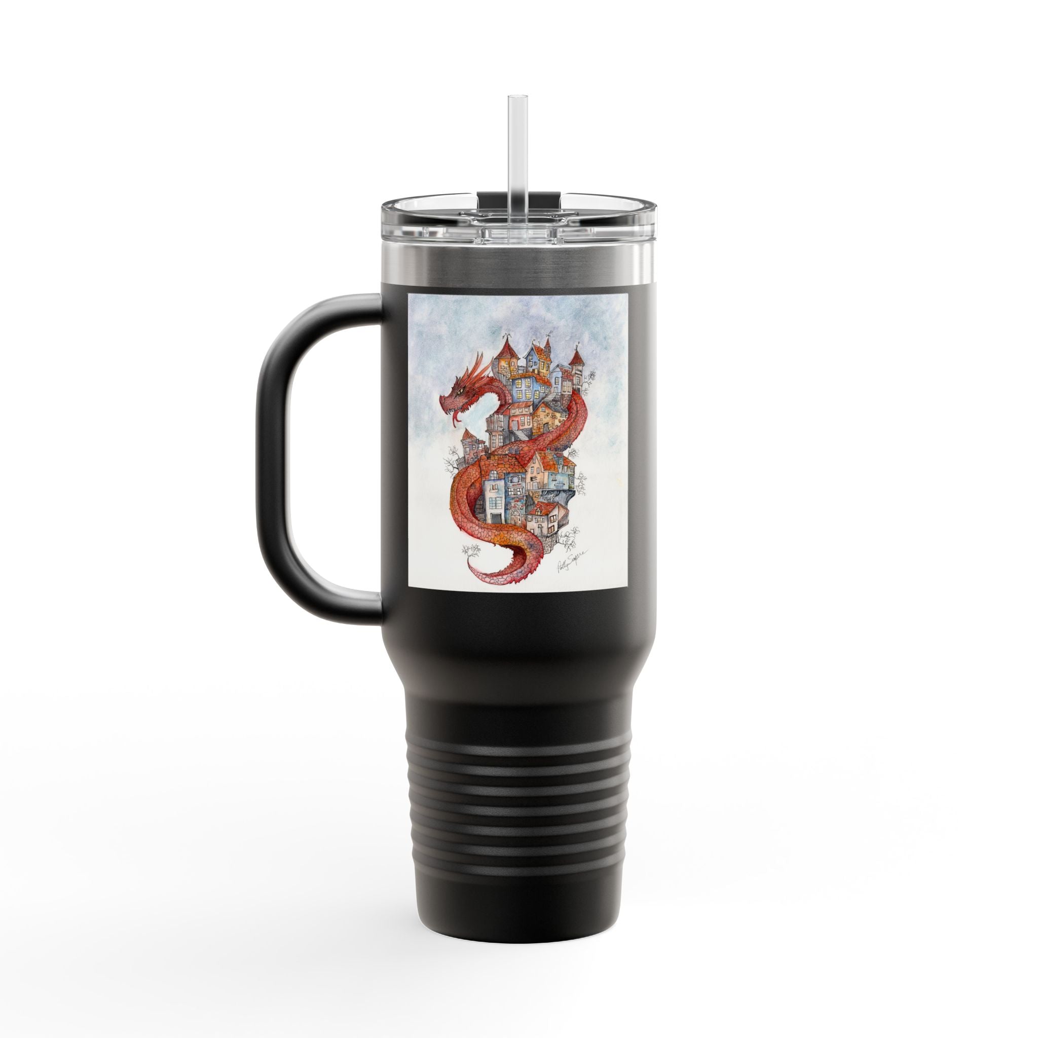 Red Dragon Village 40oz Insulated Travel Mug – Fantasy Art Tumbler