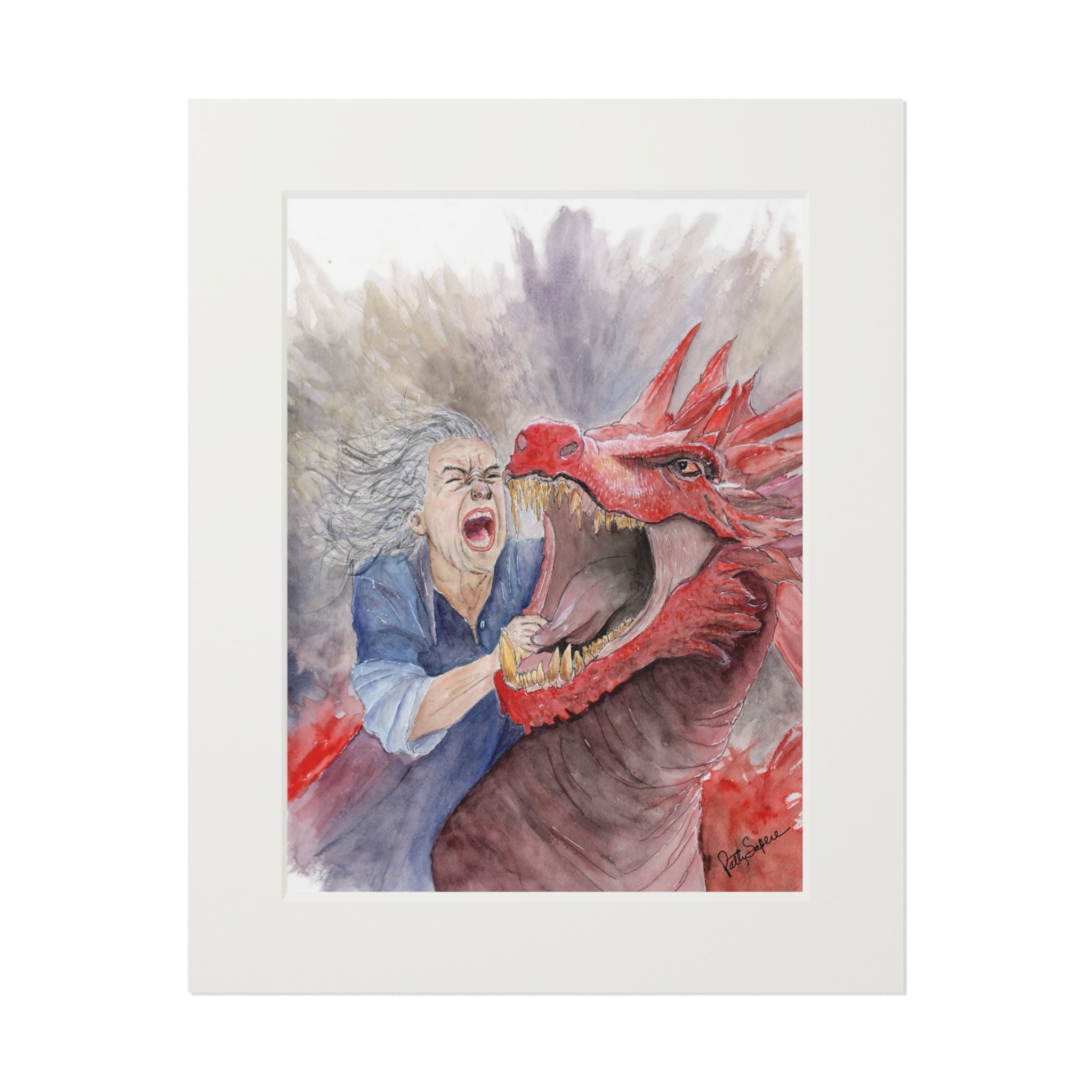 Dramatic Dragon Battle Art Print - Framed Fine Art Decor