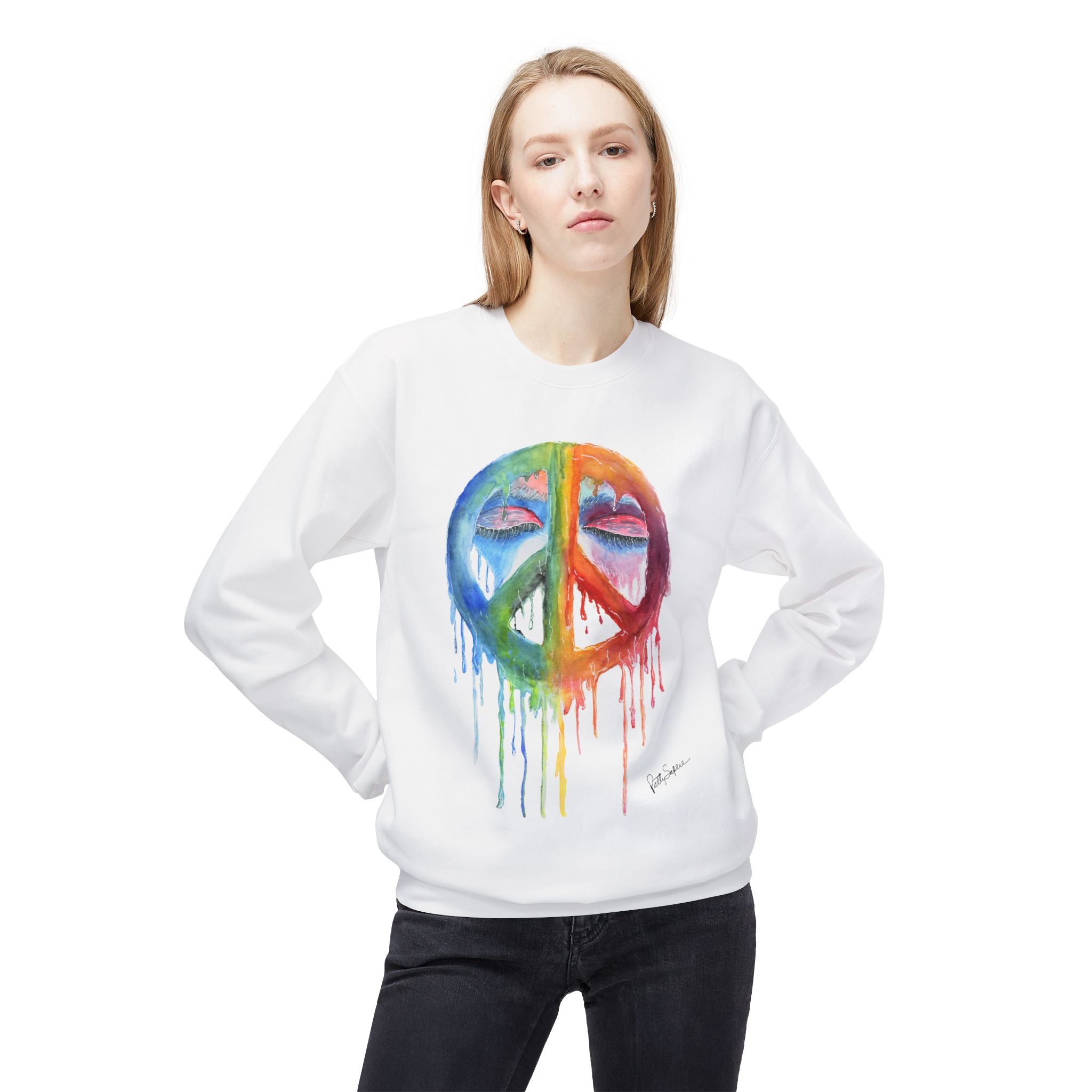 Peace Sign Watercolor Crewneck Sweatshirt
