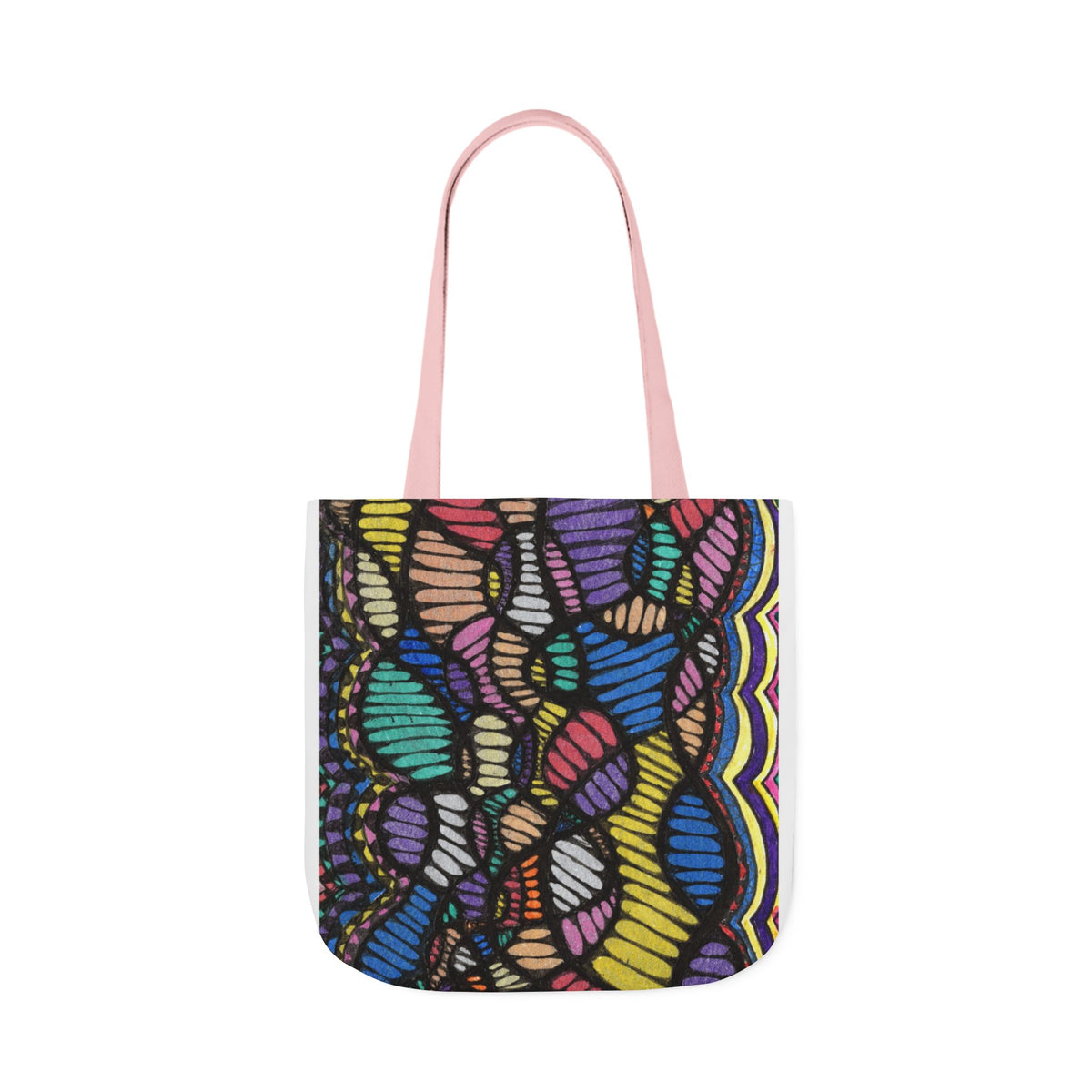 Vibrant Mosaic Canvas Tote – Colorful Zentangle Art Bag