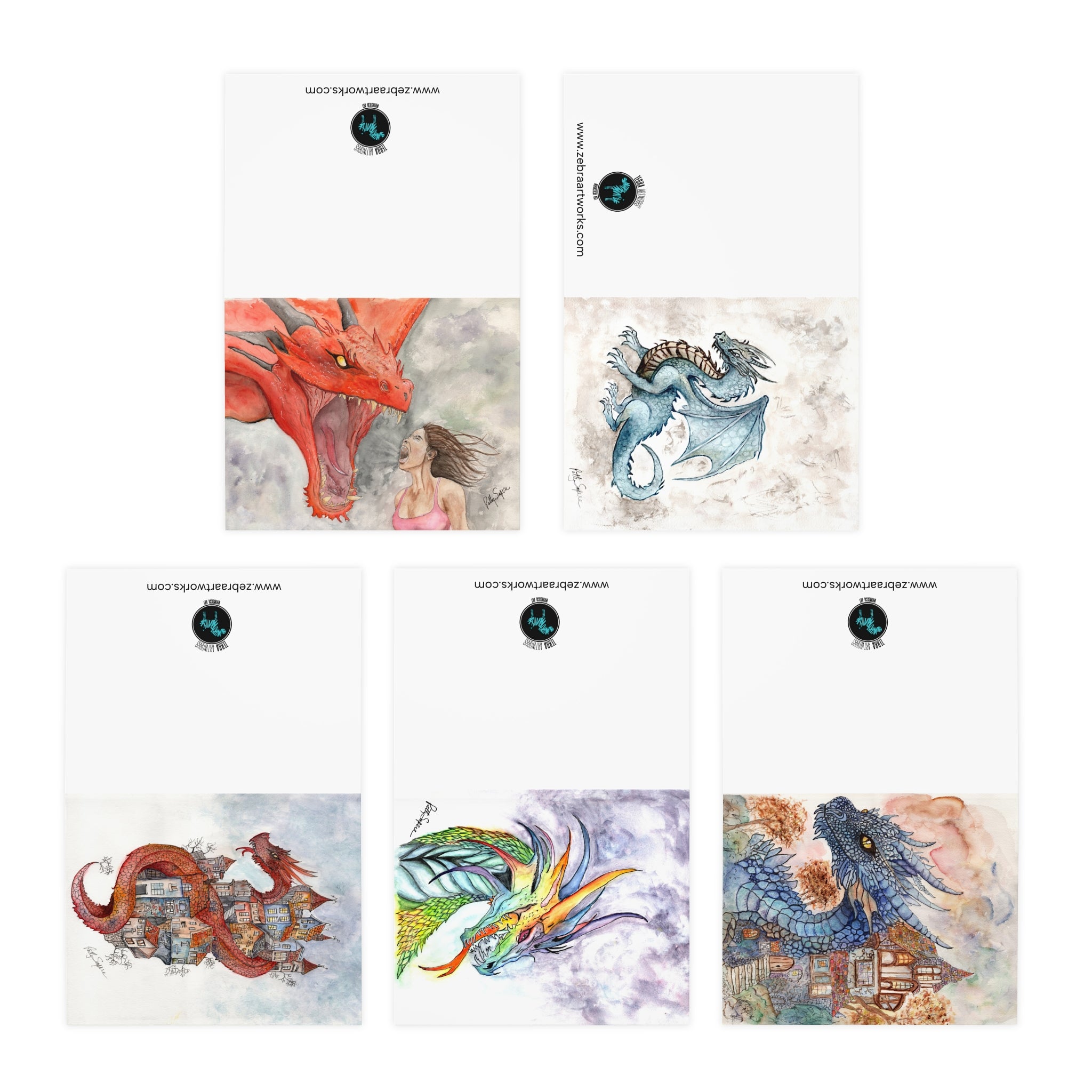 Dragon Series Greeting Cards - 5-Pack | Perfect for Any Occasion