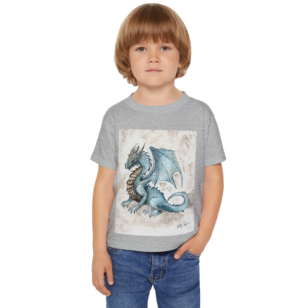 Blue Dragon Toddler T-Shirt – Watercolor Fantasy Kids Tee