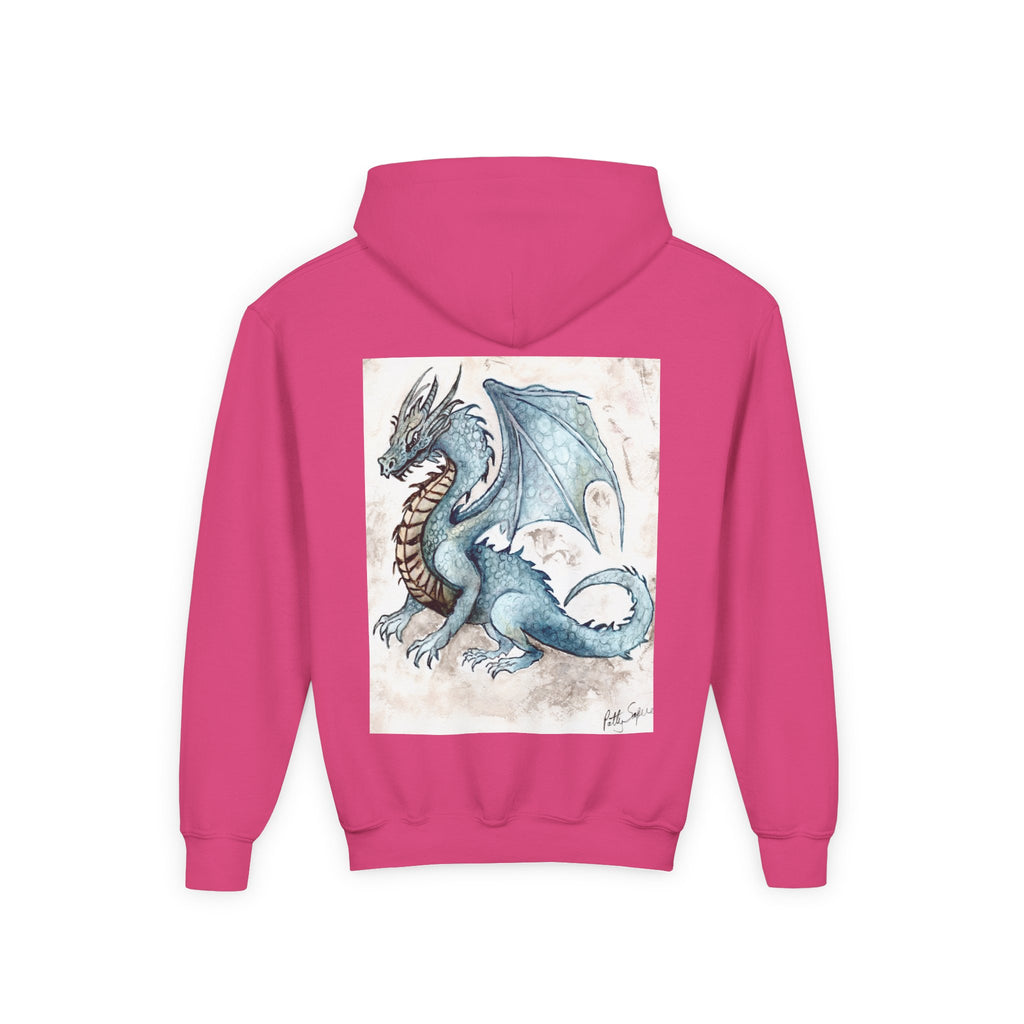 Blue Dragon Youth Hooded Sweatshirt – Fantasy Watercolor Art