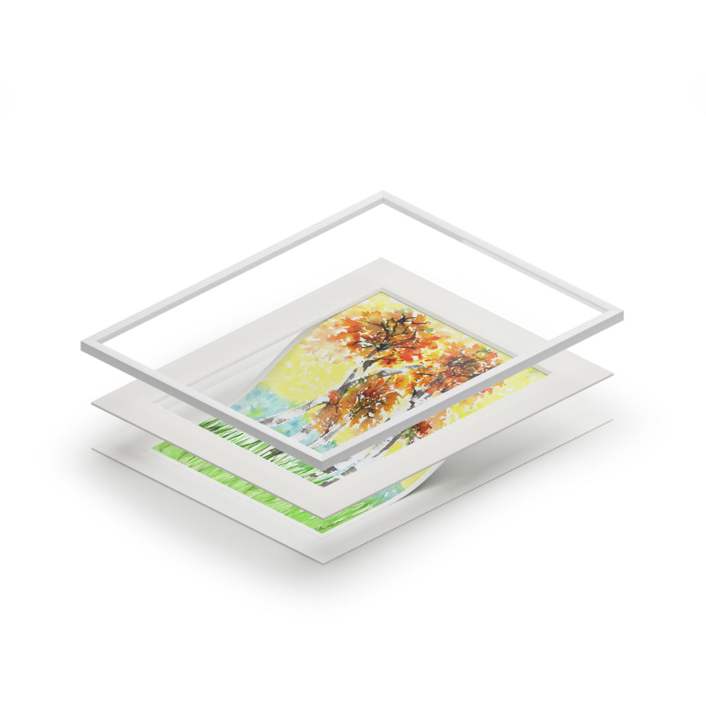 Fall Trees Watercolor Print (with mat)