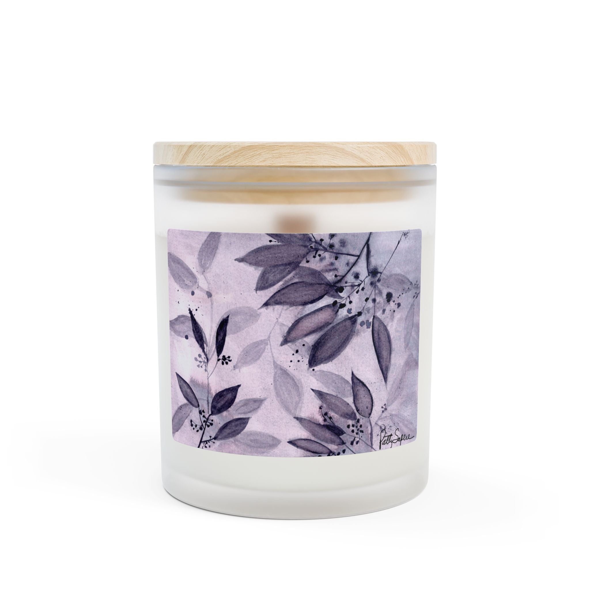 Elegant Floral Frosted Glass Candle - 11oz