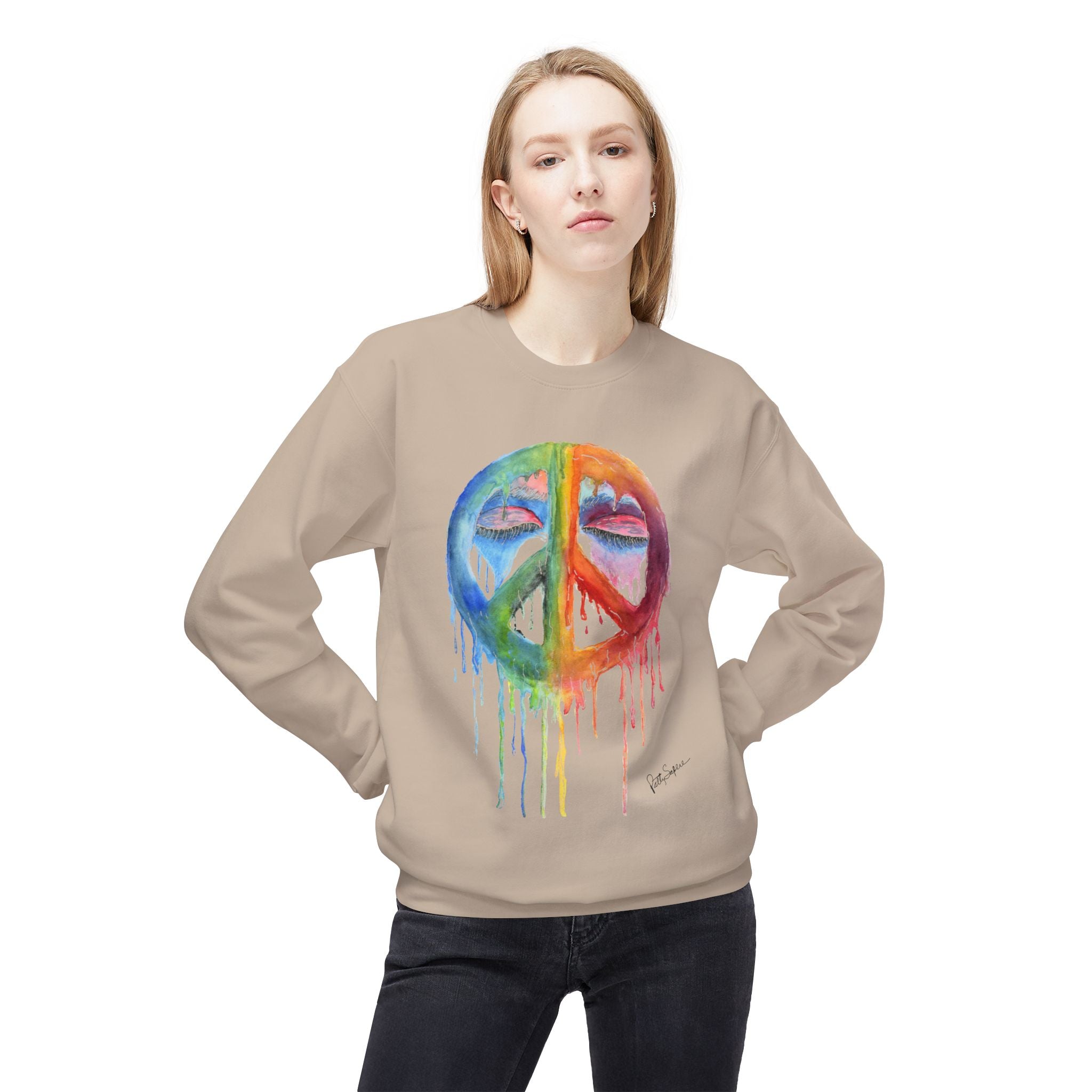 Peace Sign Watercolor Crewneck Sweatshirt