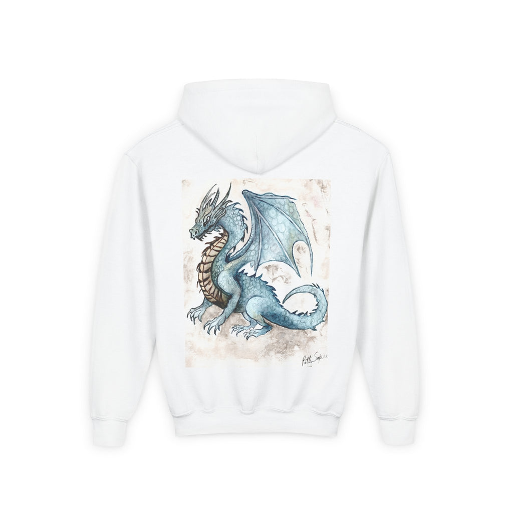 Blue Dragon Youth Hooded Sweatshirt – Fantasy Watercolor Art