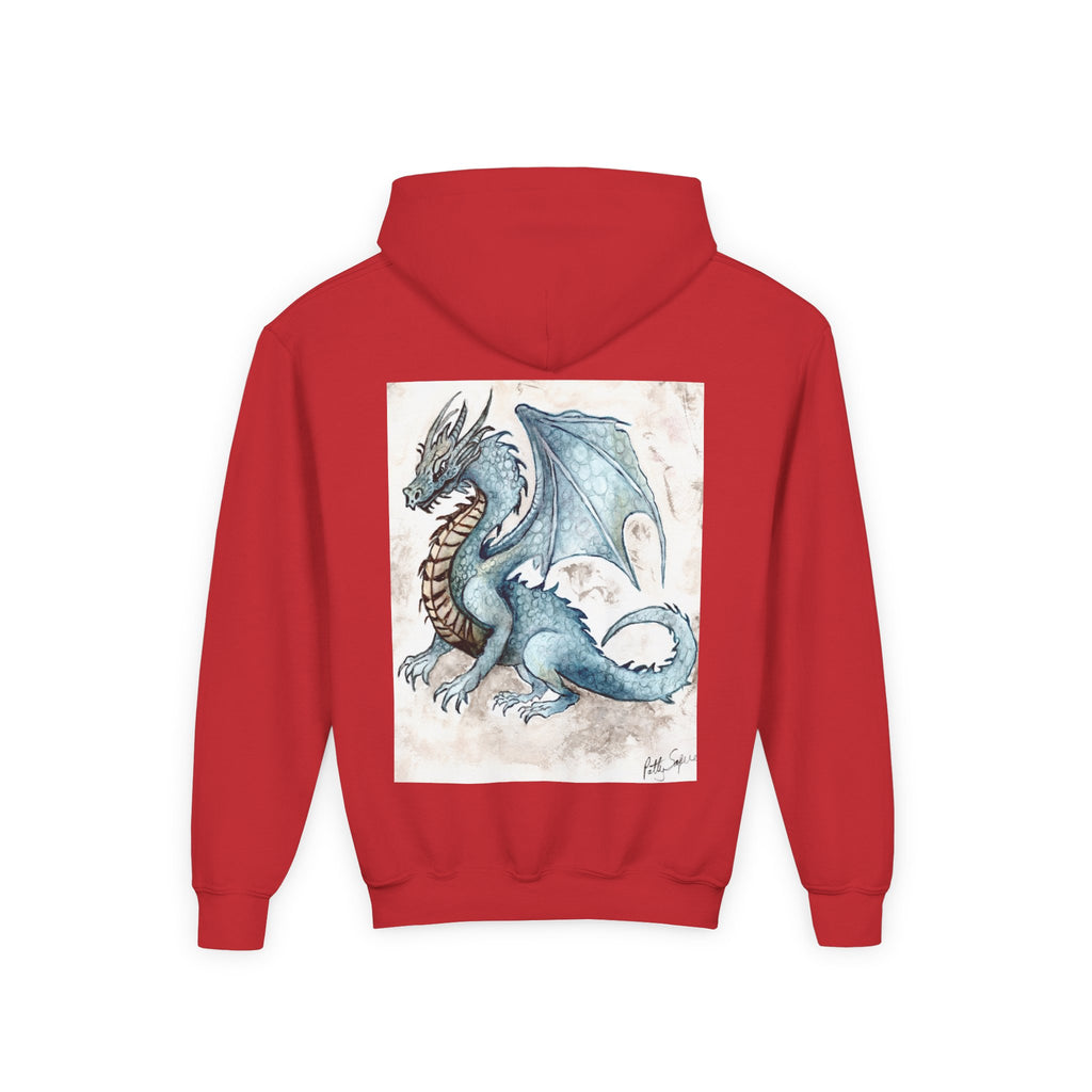 Blue Dragon Youth Hooded Sweatshirt – Fantasy Watercolor Art