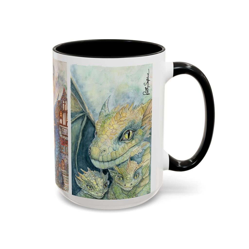 Watercolor Dragon Village Art Mug – Fantasy Accent Coffee Mug