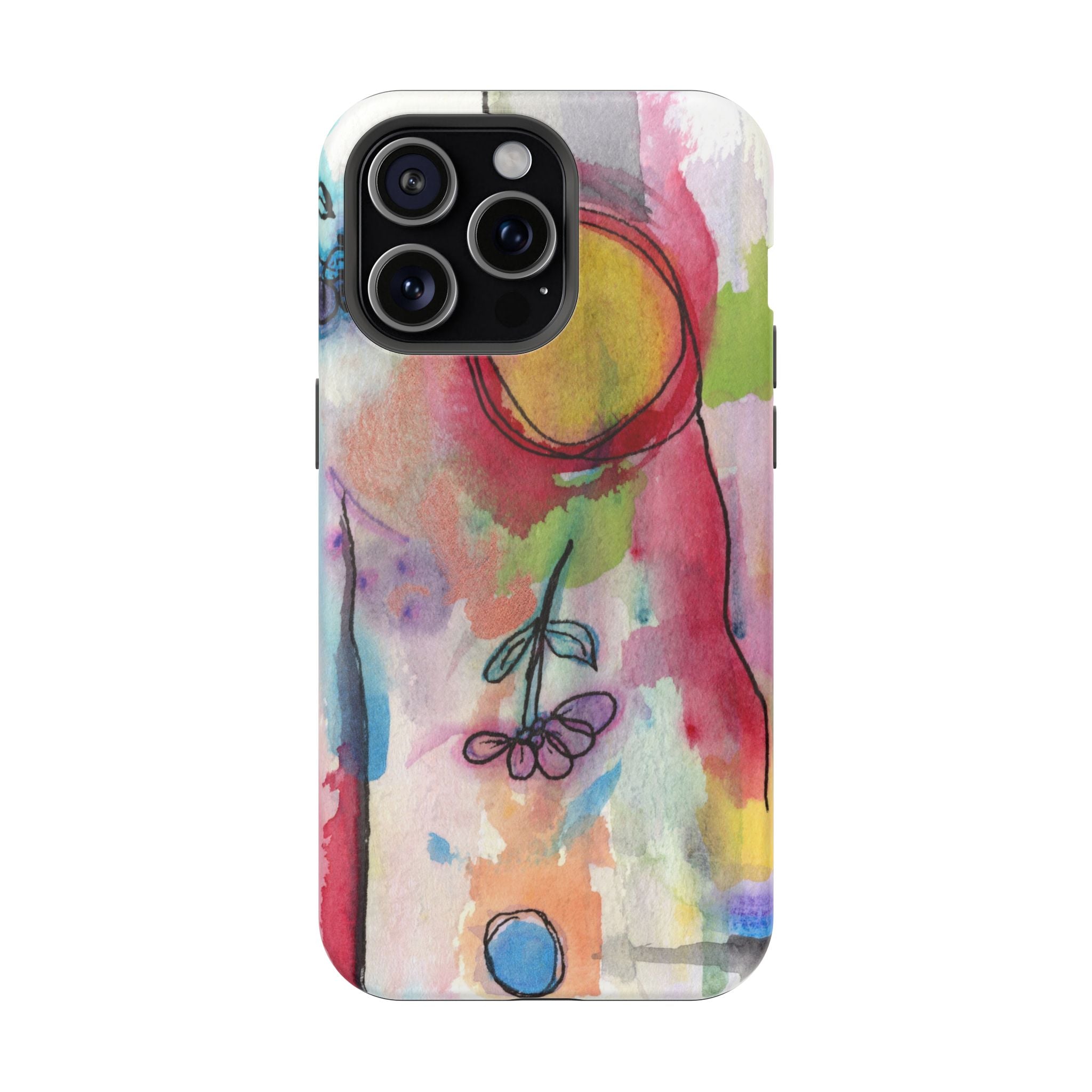 Artistic Magnetic Tough Case for Phone - Colorful Abstract Floral Design