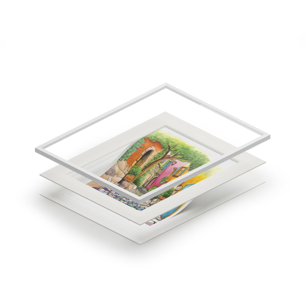 Colorful Mediterranean Alley Fine Art Print (Passepartout Frame)