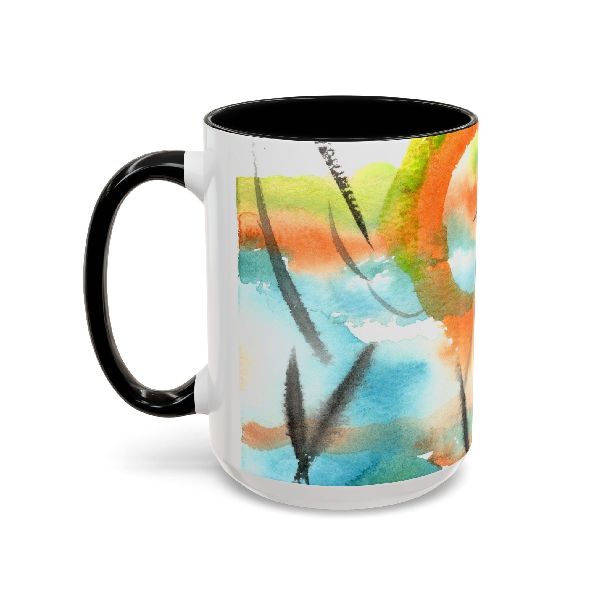Vibrant Watercolor Accent Coffee Mug - 11 & 15oz