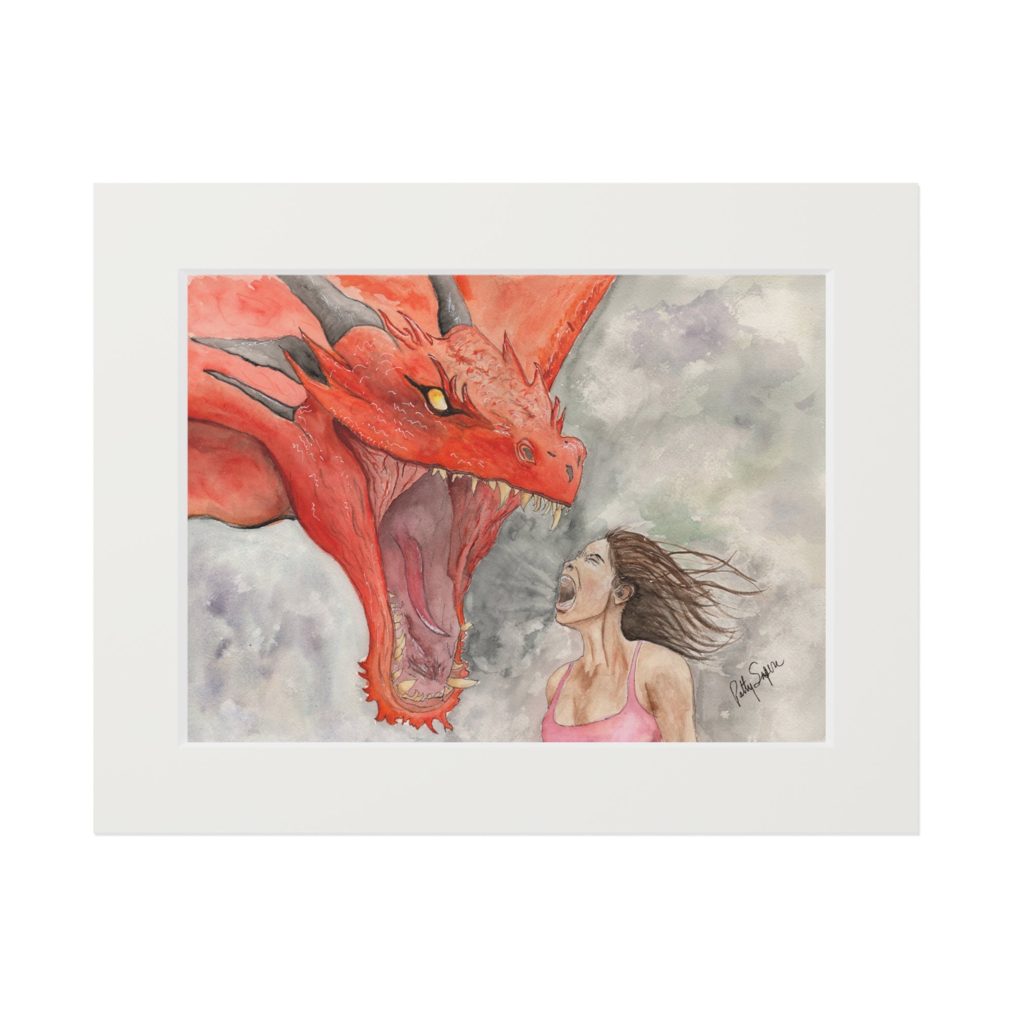 Fiery Dragon vs. Brave Hero Fine Art Prints - Framed Artwork for Fantasy Lovers