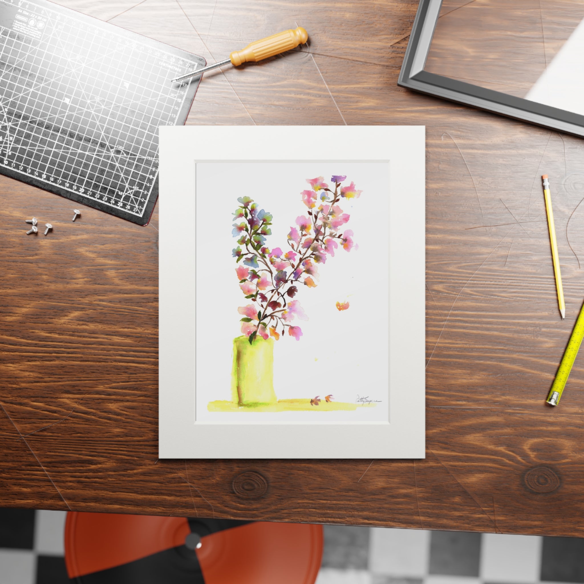 Fine Art Watercolor Floral Print (with mat)