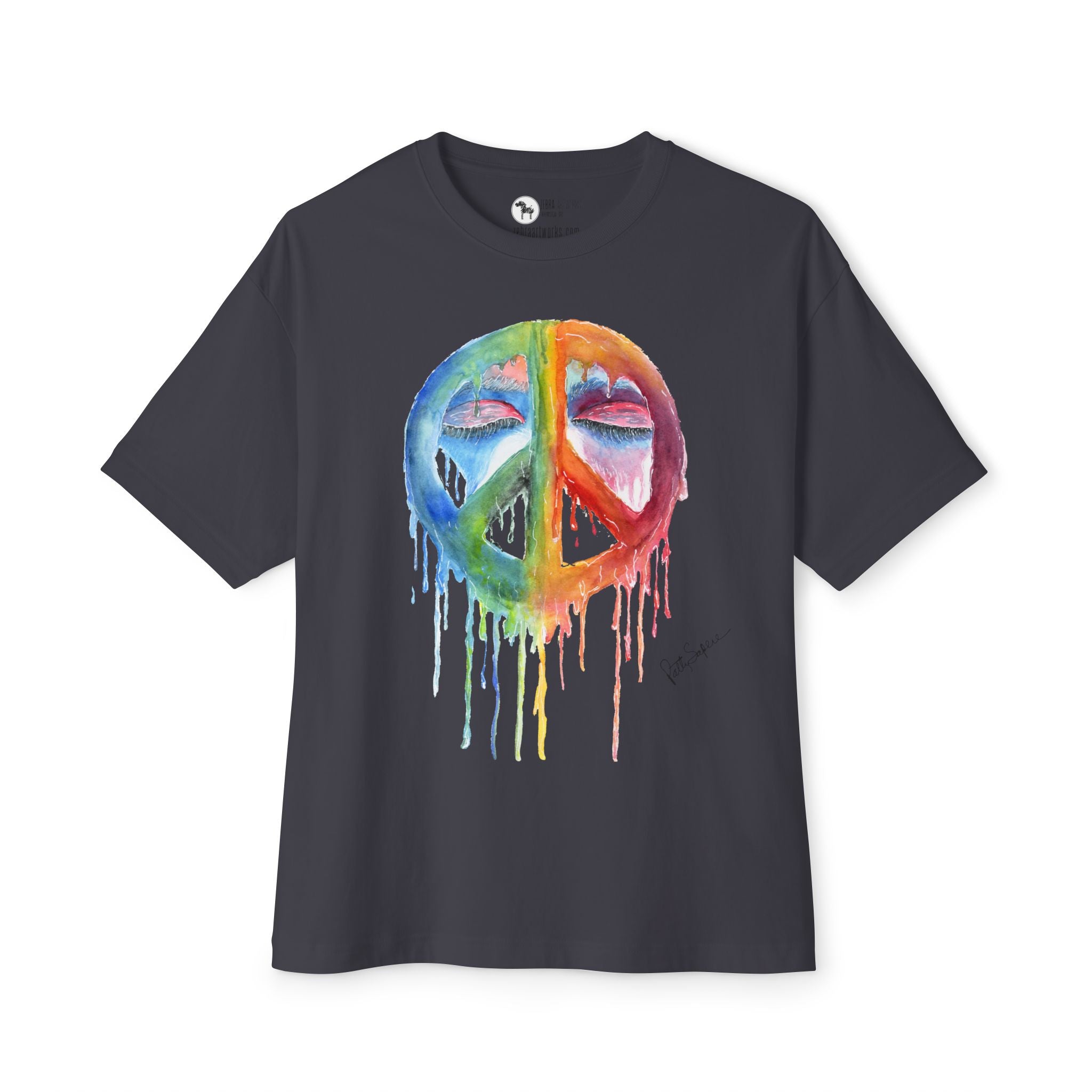 Peace Sign Watercolor Drip Tee — Rainbow Hippie Graphic T-Shirt