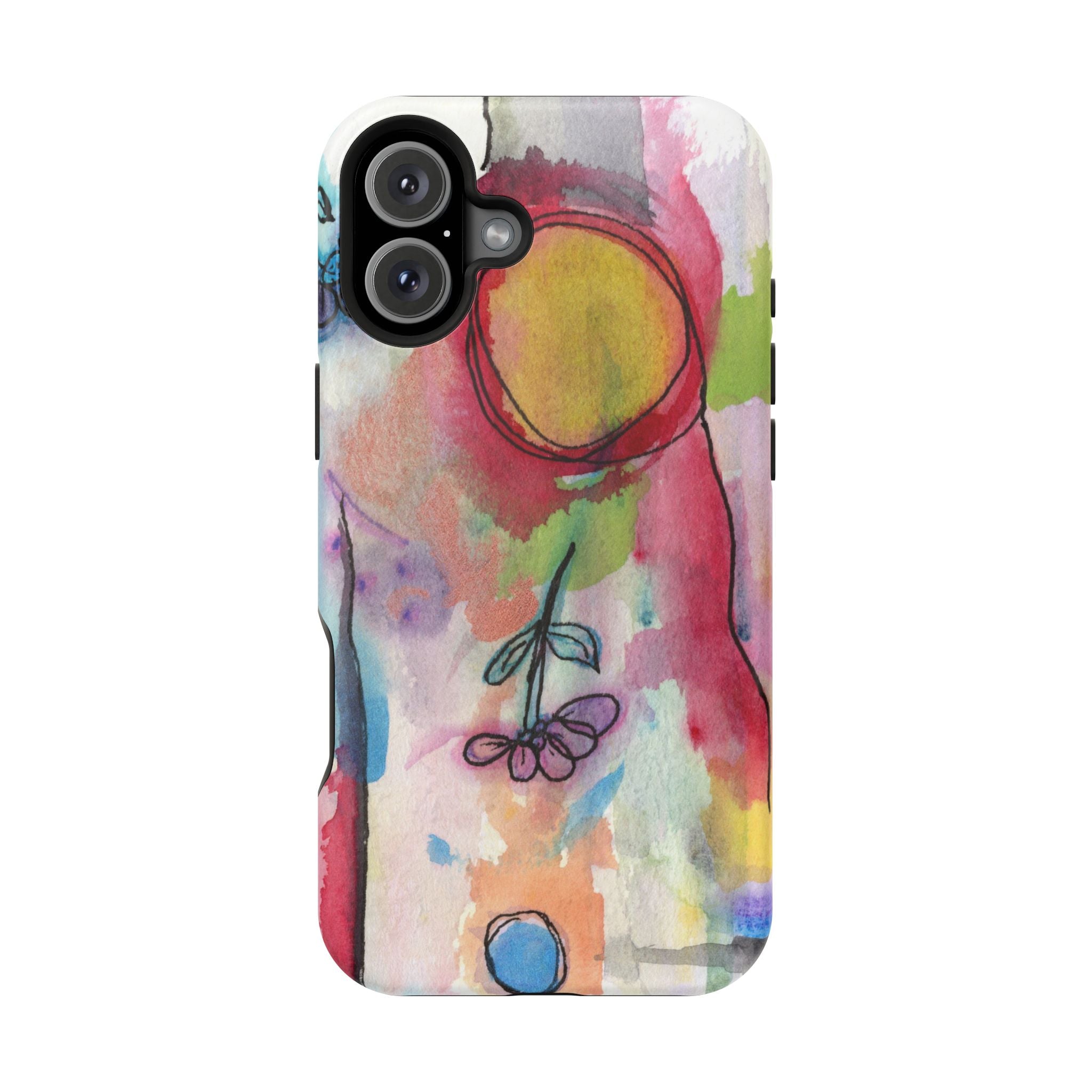 Artistic Magnetic Tough Case for Phone - Colorful Abstract Floral Design