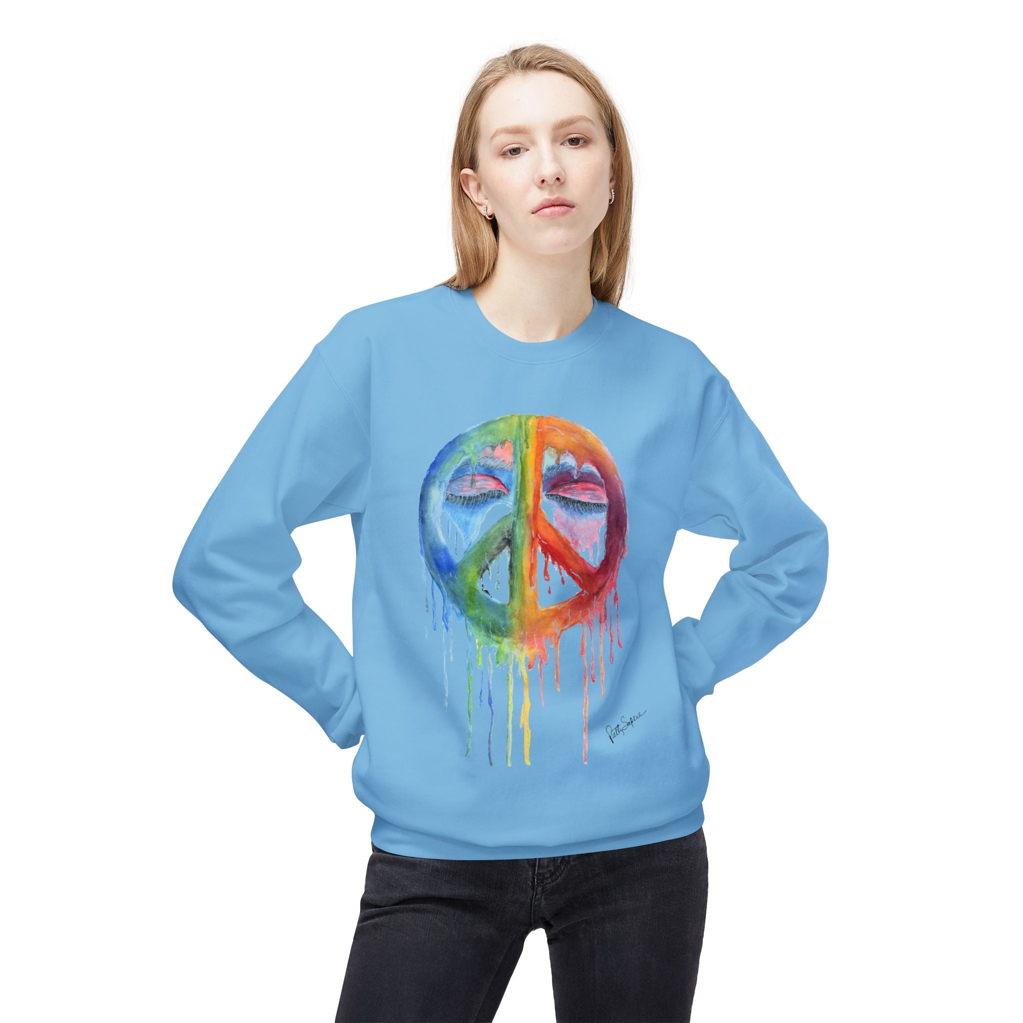 Peace Sign Watercolor Crewneck Sweatshirt