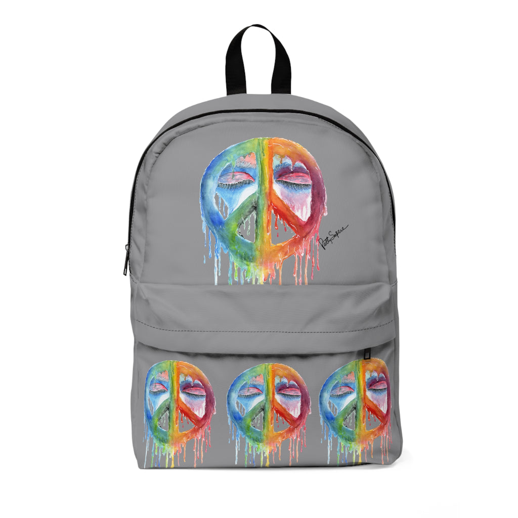 Peace Drip Backpack — Colorful Rainbow Peace Sign School Bag