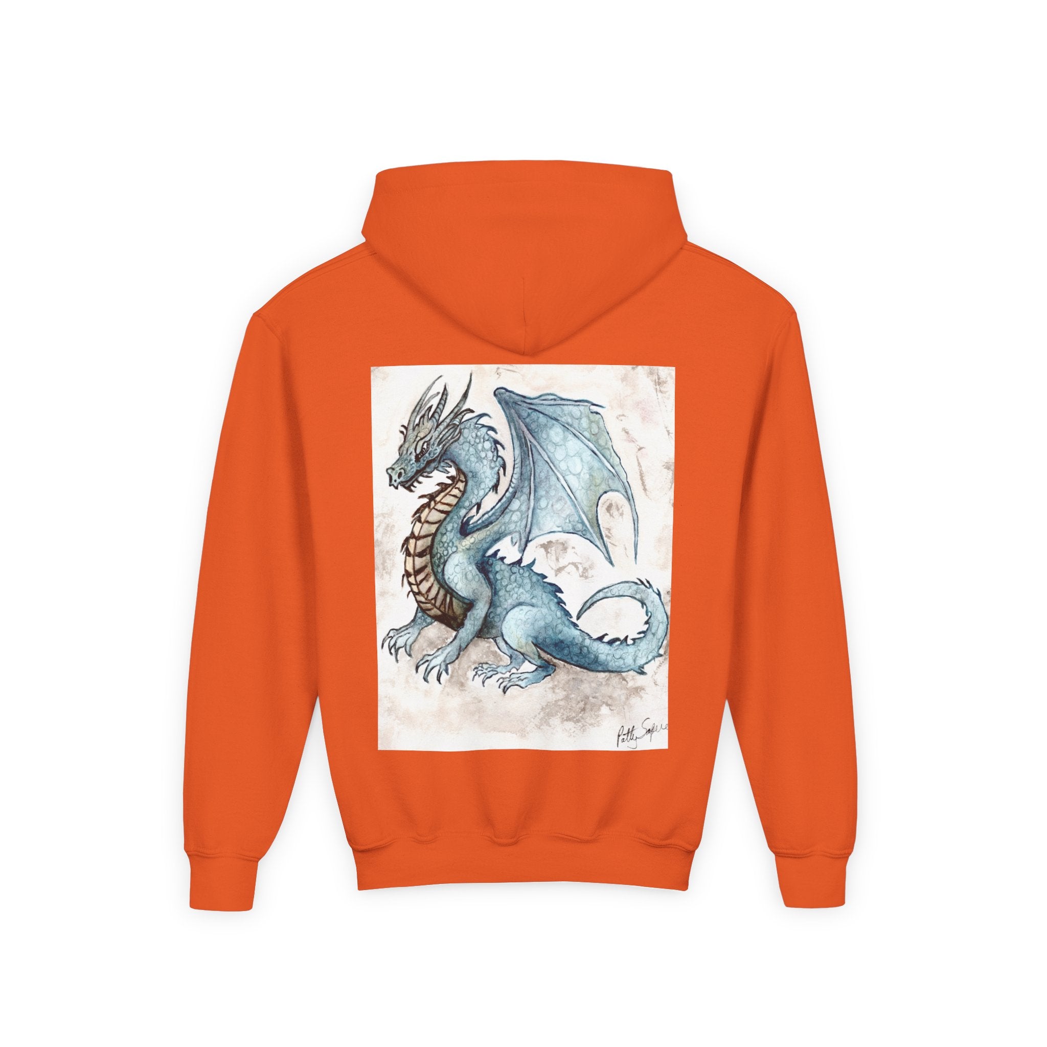 Blue Dragon Youth Hooded Sweatshirt – Fantasy Watercolor Art