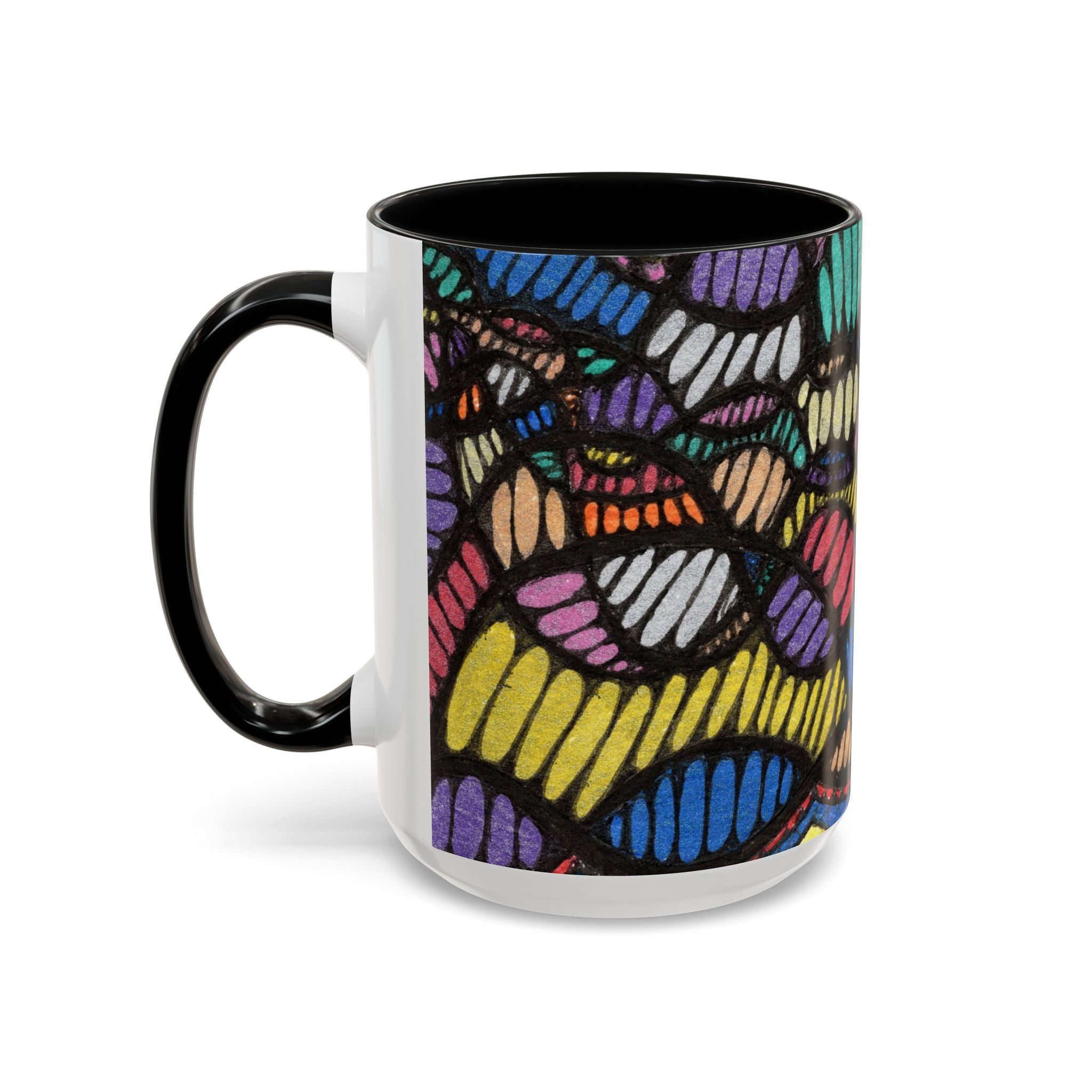 Vibrant Patterns Accent Coffee Mug – Colorful Design for Art Lovers