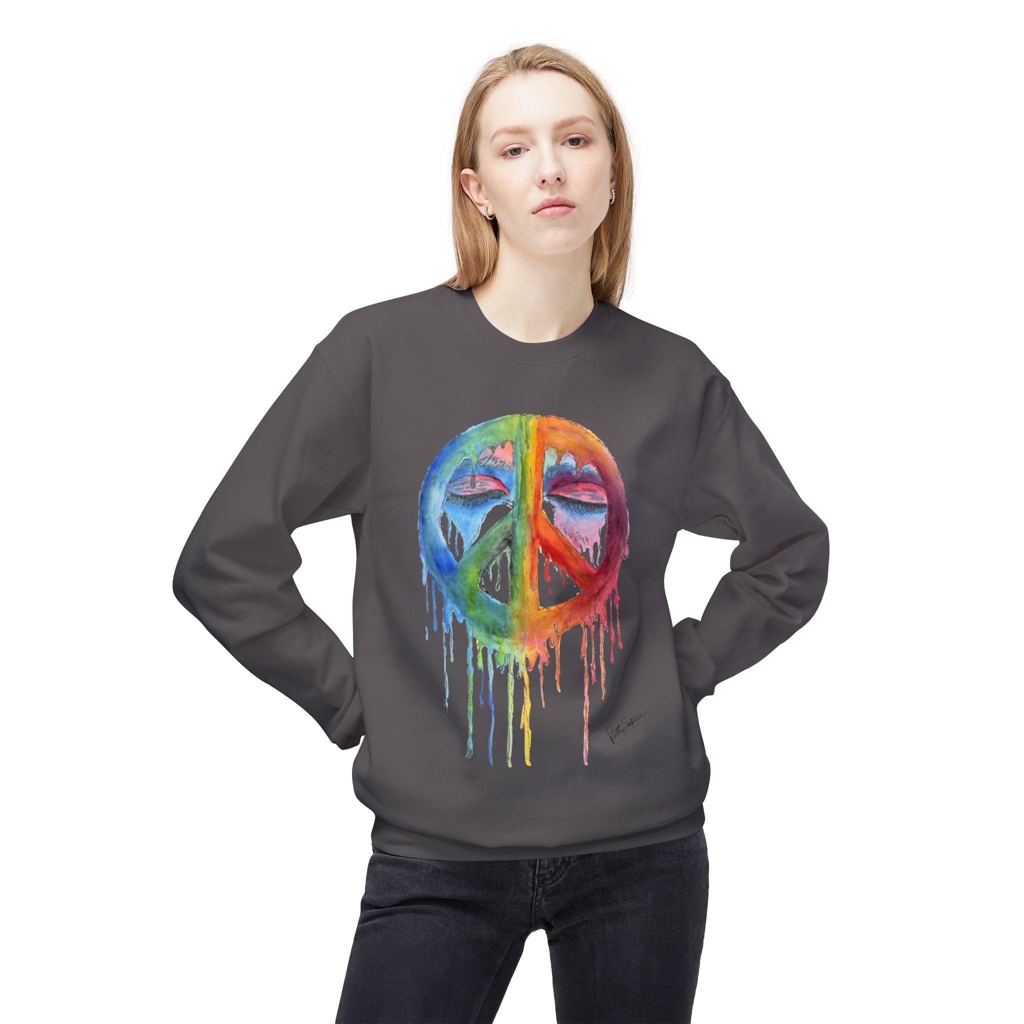 Peace Sign Watercolor Crewneck Sweatshirt