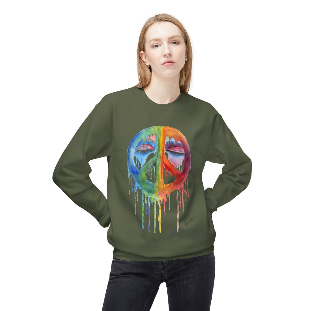 Peace Sign Watercolor Crewneck Sweatshirt