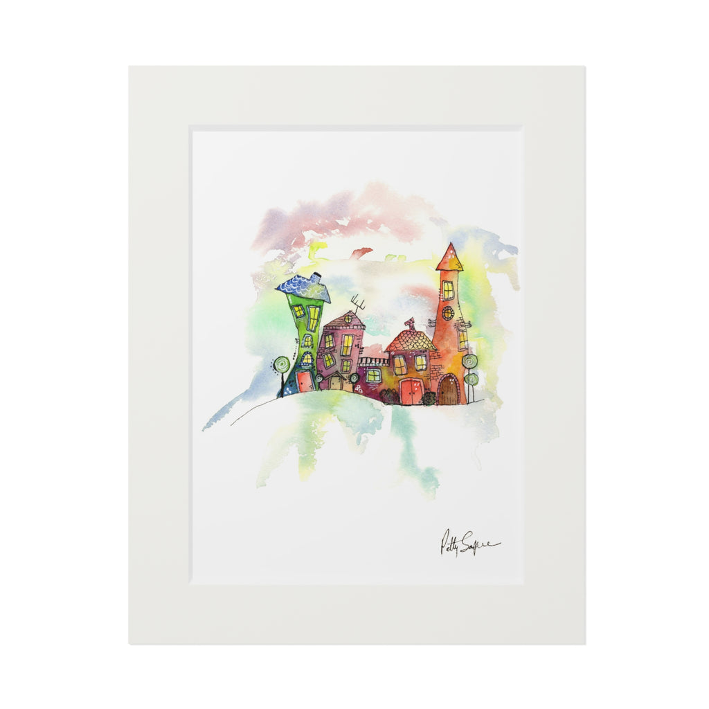Colorful Cityscape Fine Art Print with Passepartout Frame
