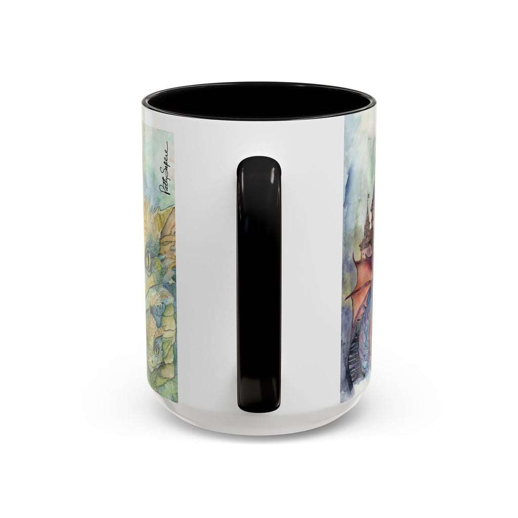Watercolor Dragon Village Art Mug – Fantasy Accent Coffee Mug