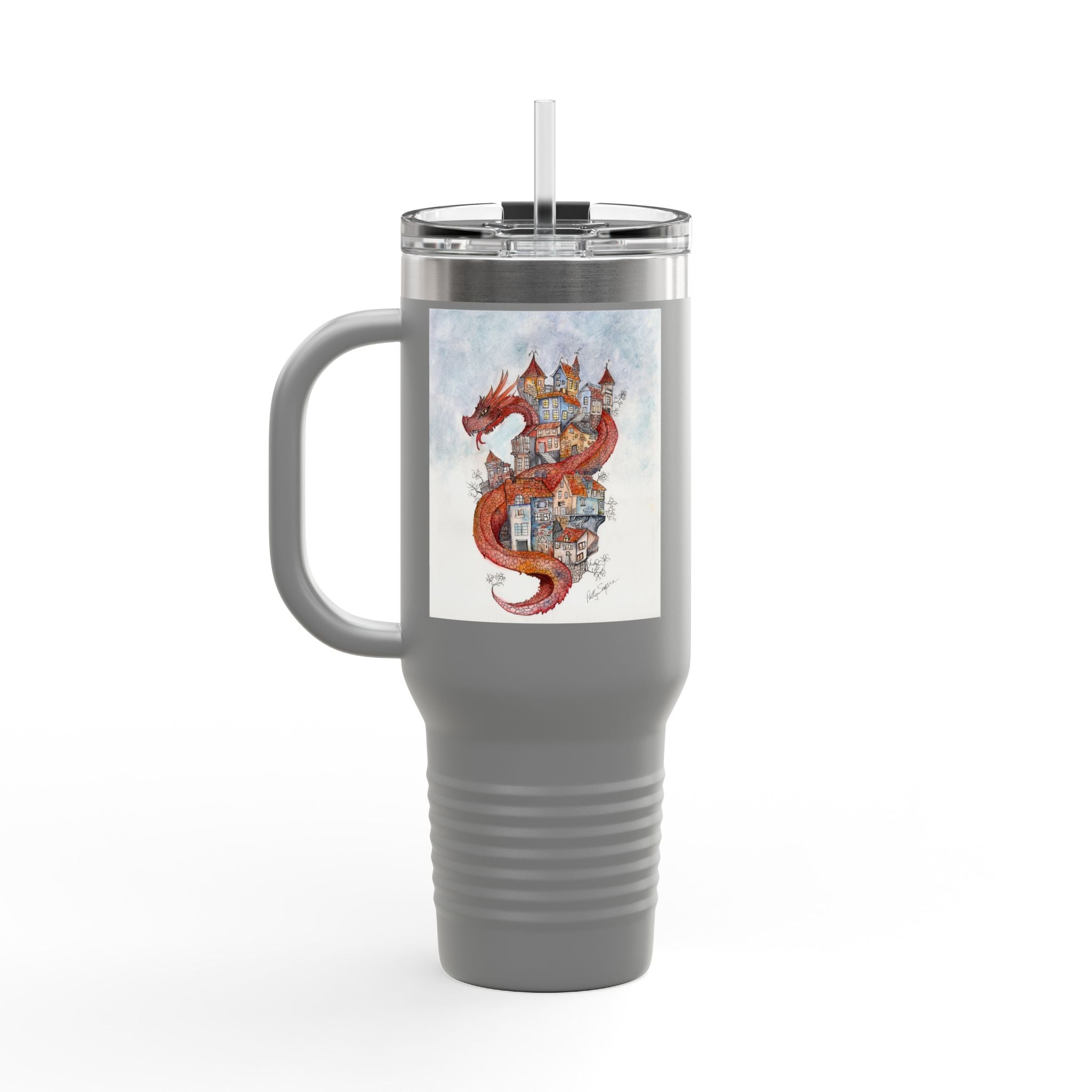 Red Dragon Village 40oz Insulated Travel Mug – Fantasy Art Tumbler