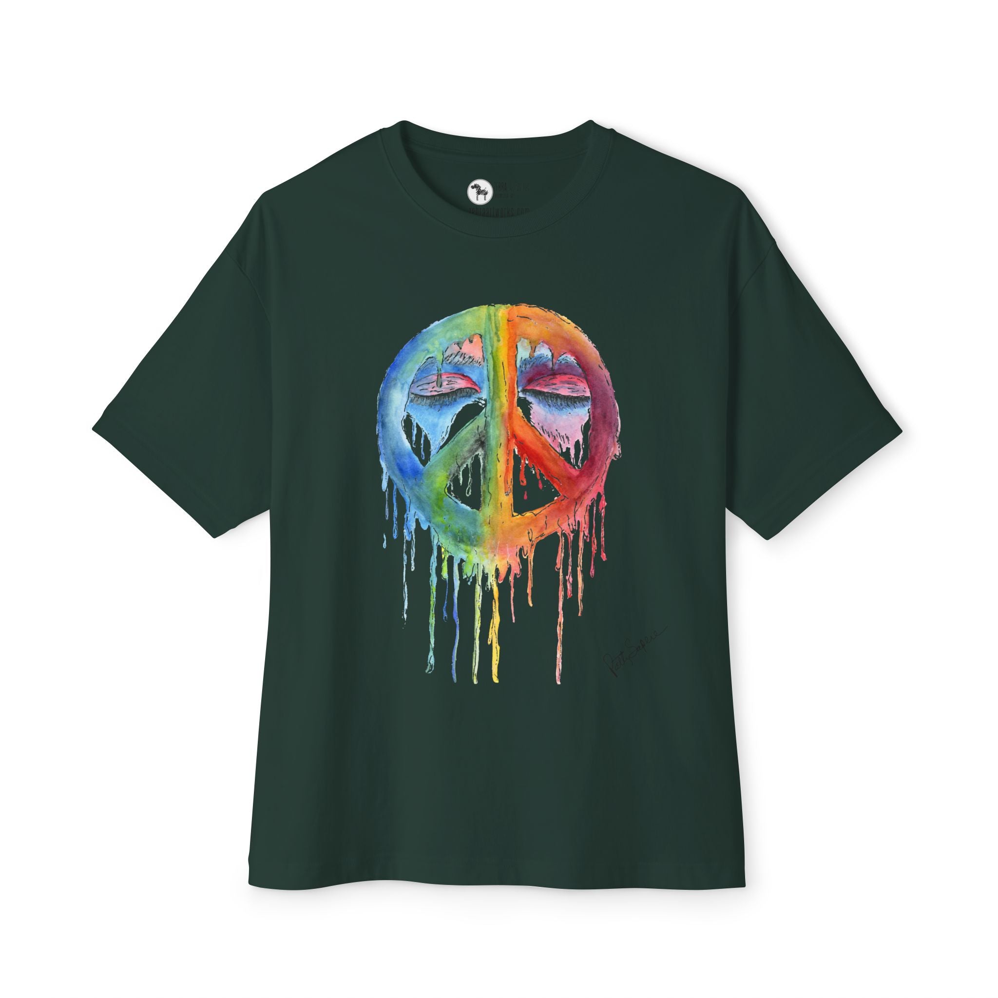 Peace Sign Watercolor Drip Tee — Rainbow Hippie Graphic T-Shirt