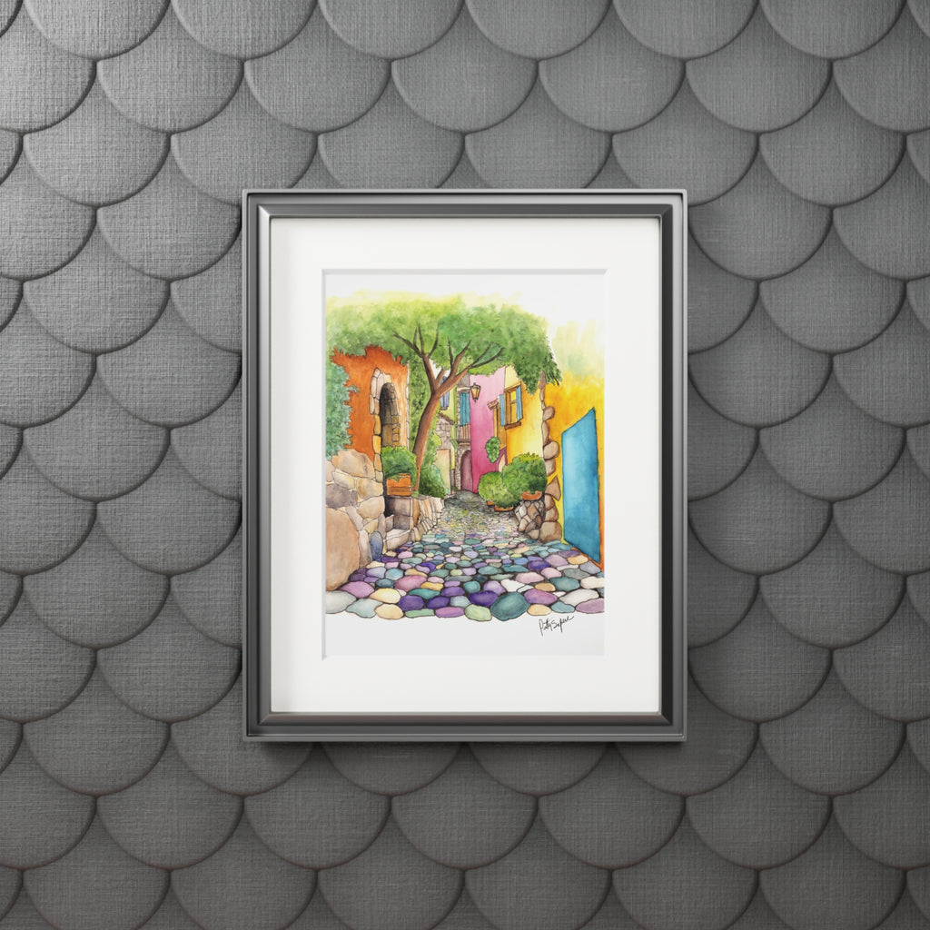 Colorful Mediterranean Alley Fine Art Print (Passepartout Frame)