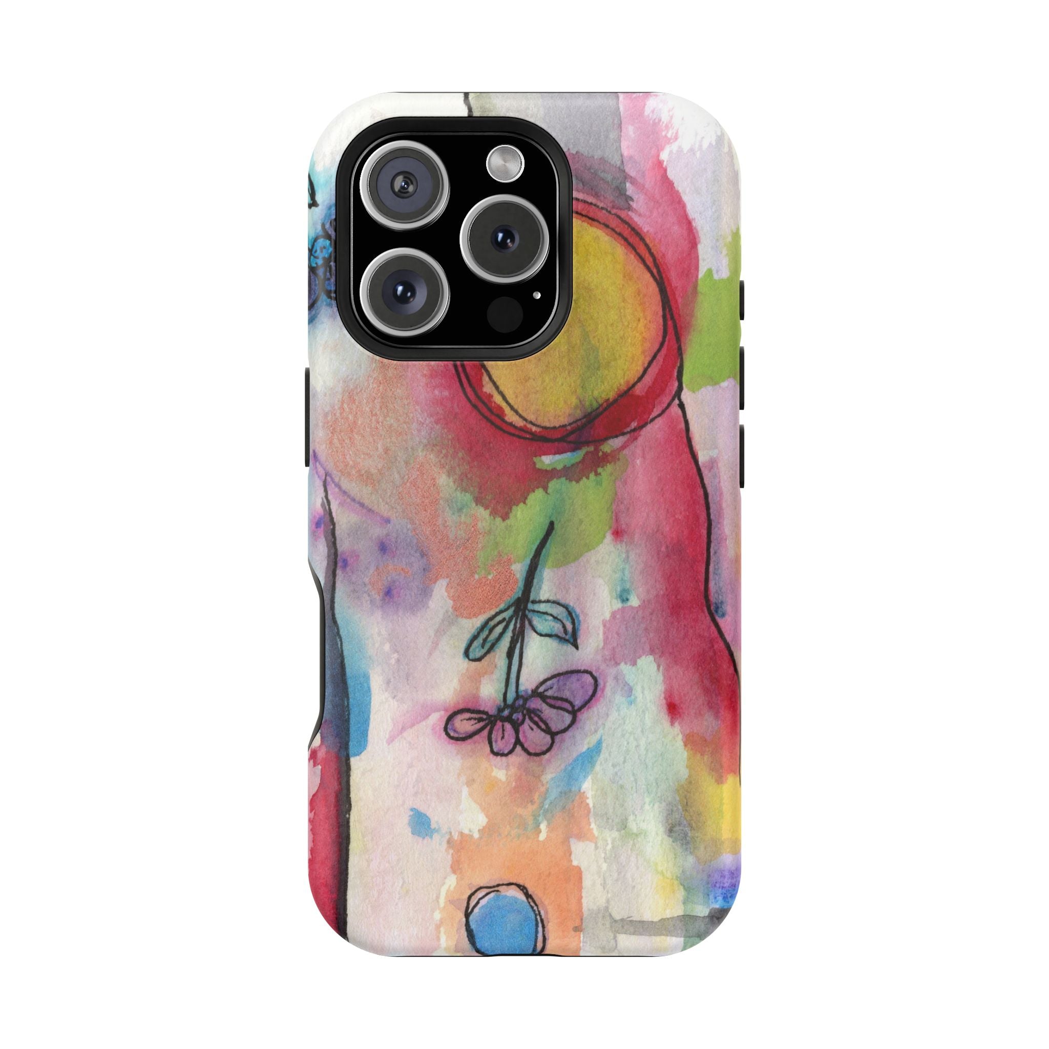 Artistic Magnetic Tough Case for Phone - Colorful Abstract Floral Design