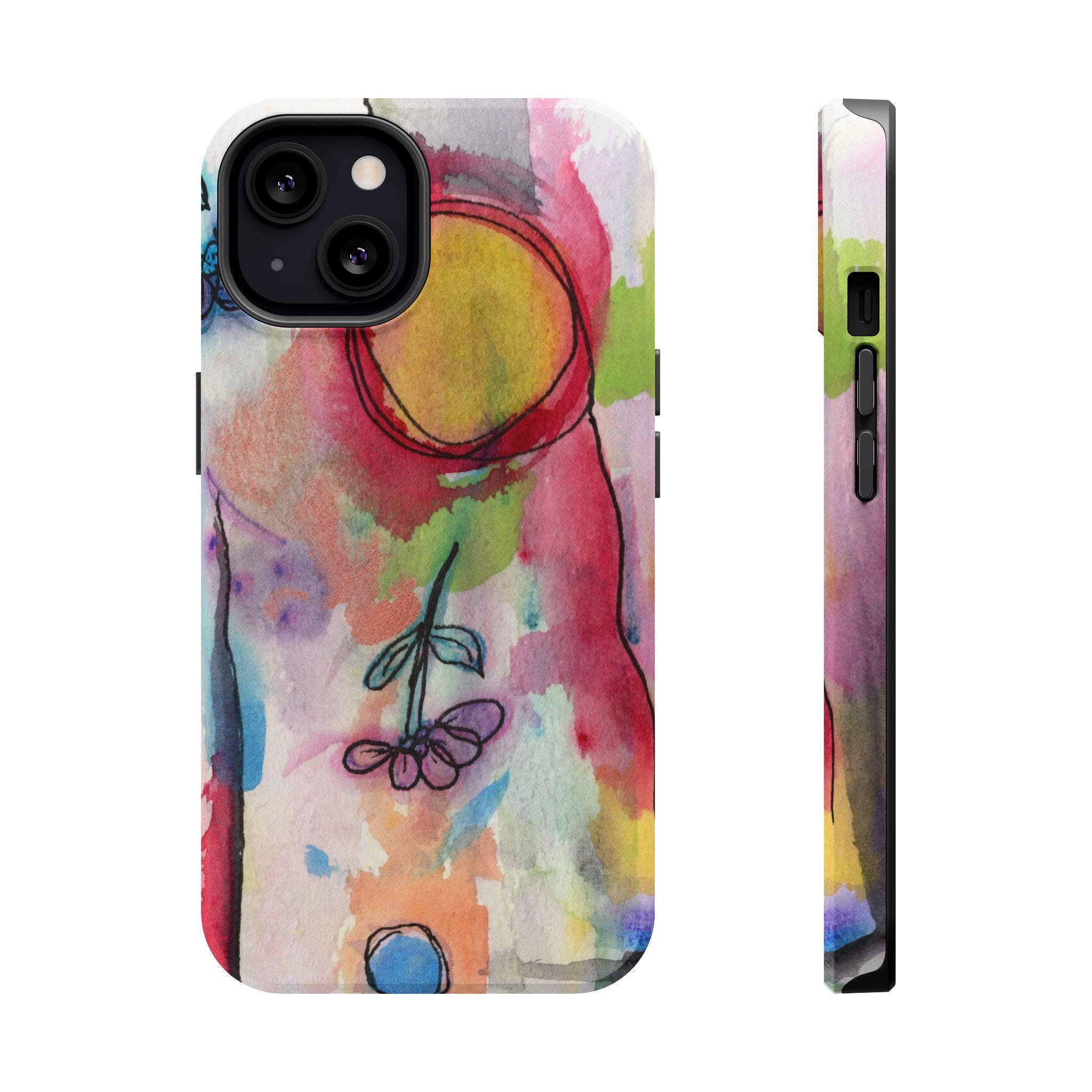 Artistic Magnetic Tough Case for Phone - Colorful Abstract Floral Design