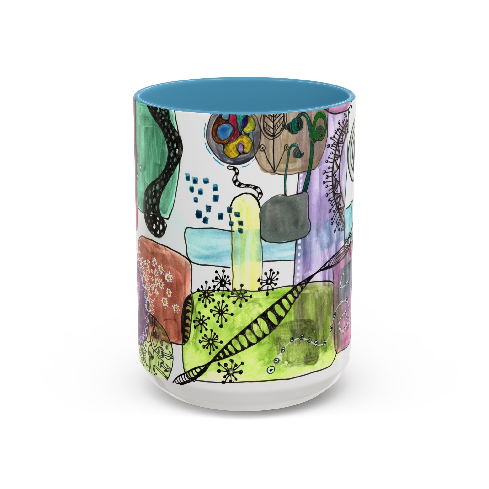 Whimsical Garden Art Mug – Multi-Color Accent Coffee Mug (15oz)