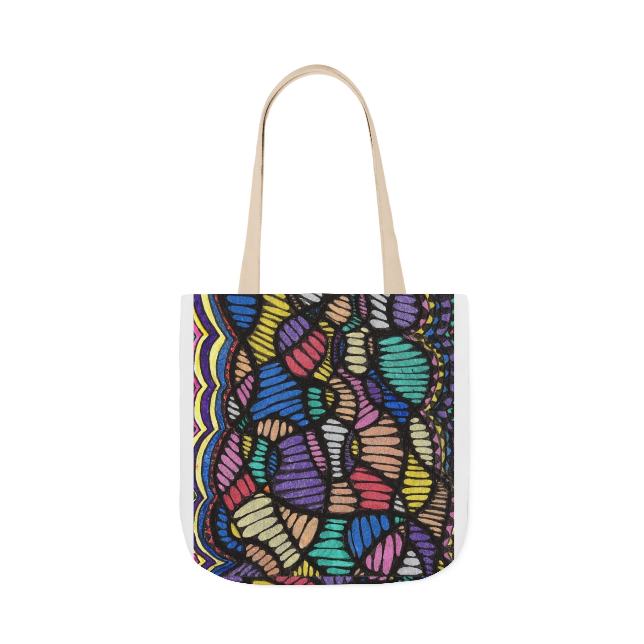 Vibrant Canvas Tote Bag with 5-Color Straps, Eco-Friendly Shopping Bag, Boho Beach Tote, Colorful Everyday Bag
