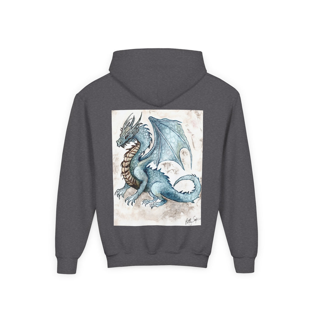Blue Dragon Youth Hooded Sweatshirt – Fantasy Watercolor Art