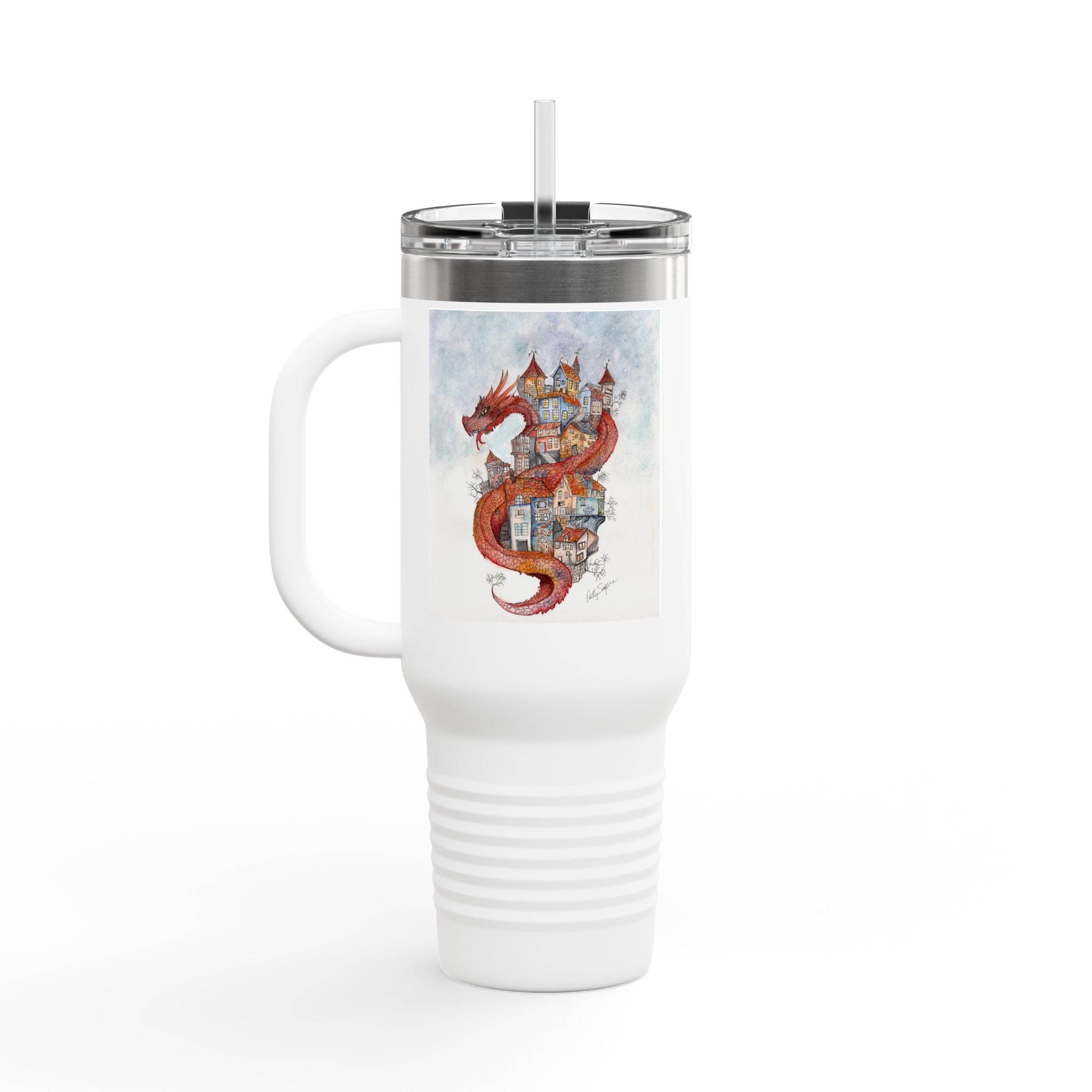 Insulated Travel Mug with Dragon Design - 40oz Adventure Mug for Hot & Cold Drinks, Perfect for Road Trips, Camping, Gifts